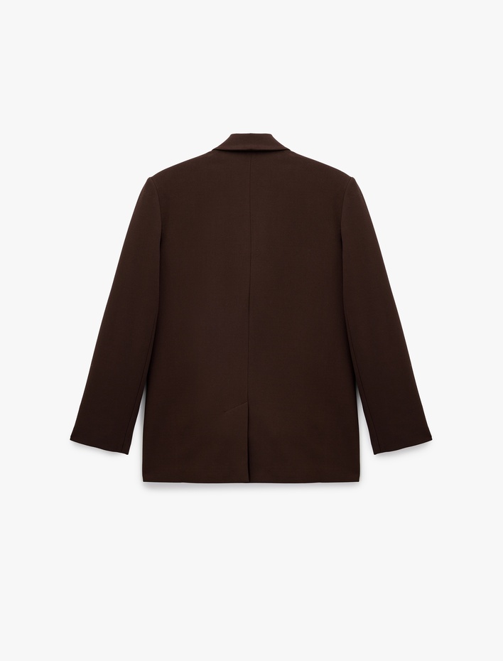  Uzun Kollu Düğmeli Oversize Blazer Ceket