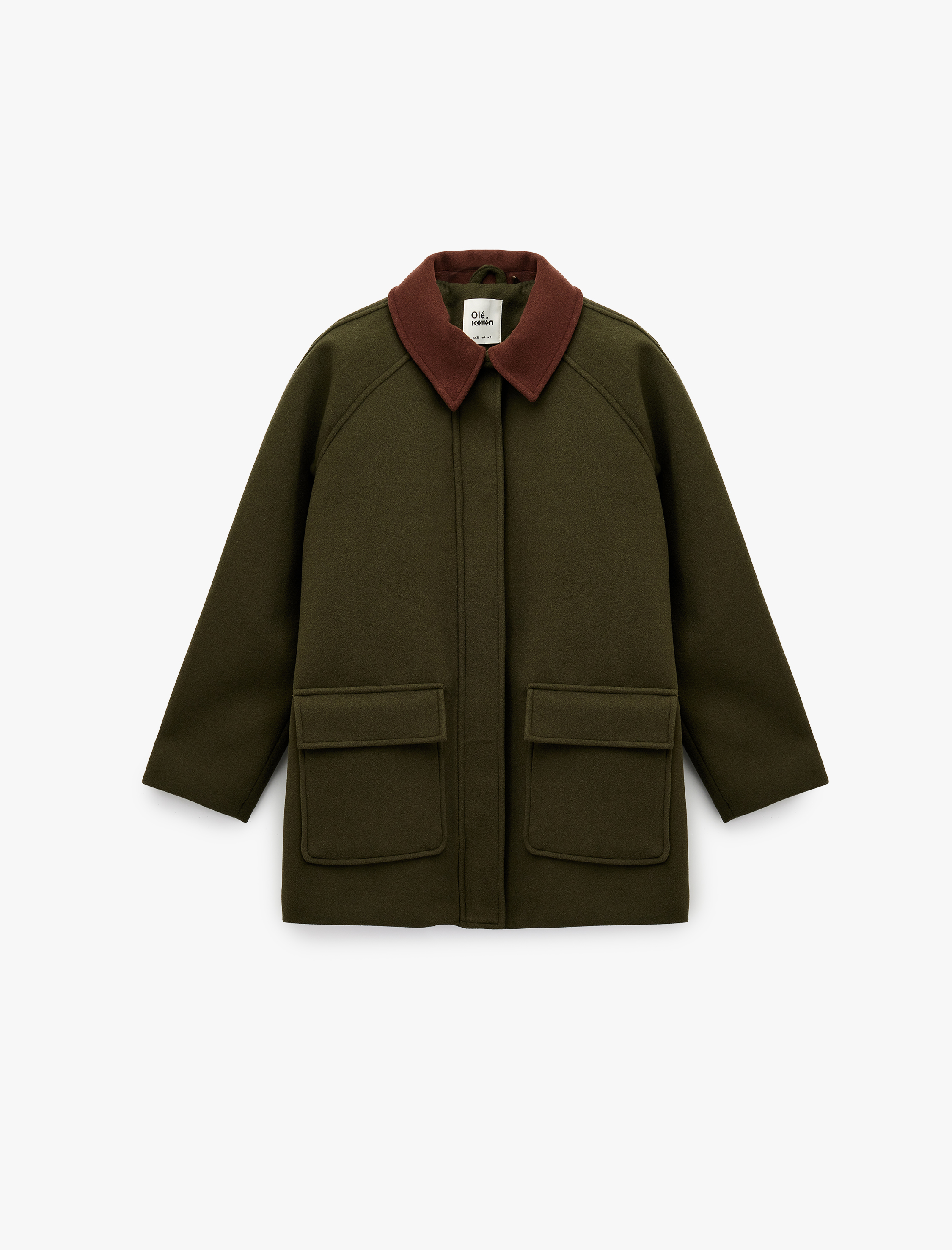   Yaka Detaylı Fermuarlı Çıtçıt Düğmeli Cepli Kaban