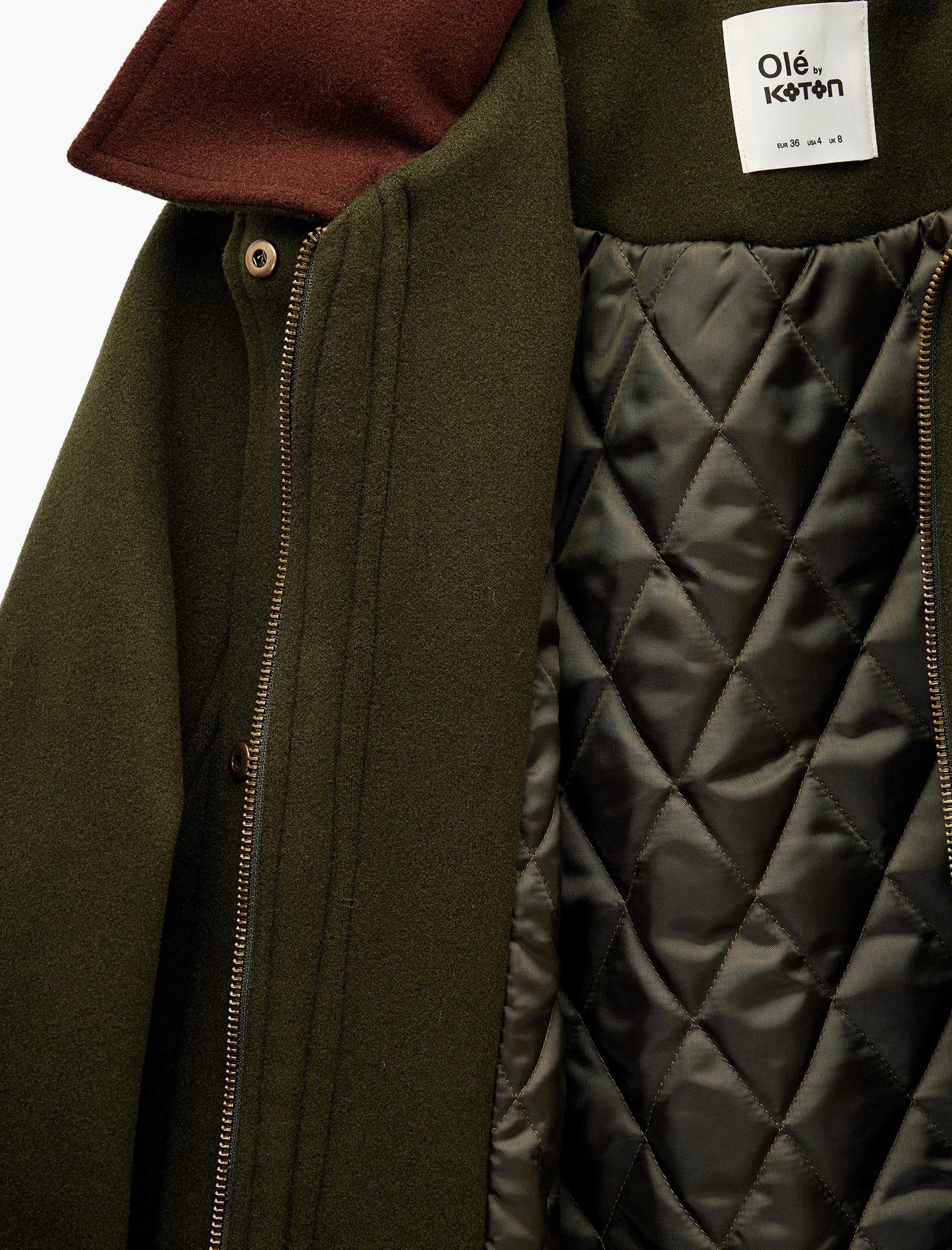   Yaka Detaylı Fermuarlı Çıtçıt Düğmeli Cepli Kaban