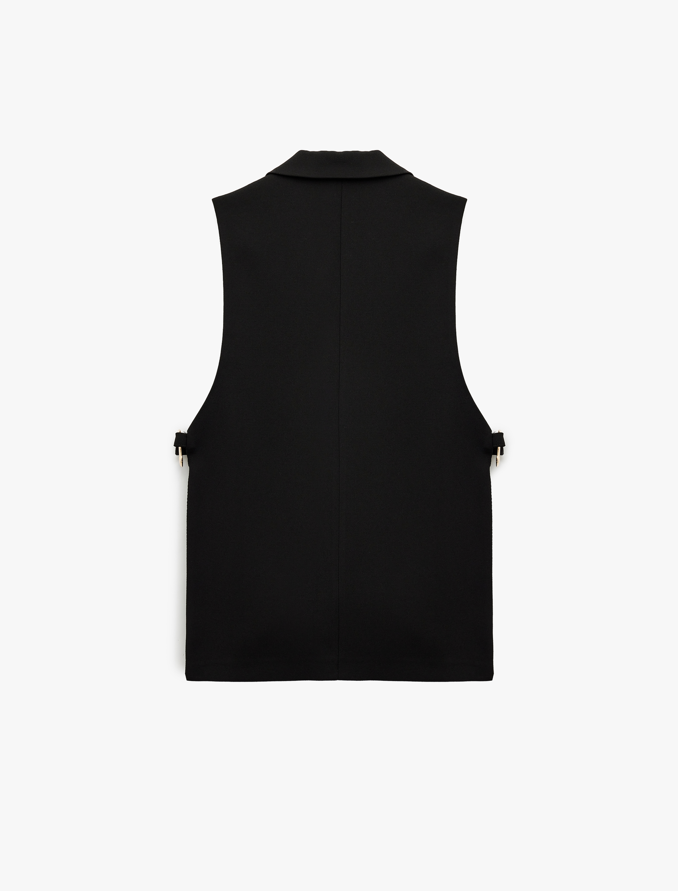   Geniş Yaka Metal Aksesuar Detaylı Düğmeli Kolsuz Yelek