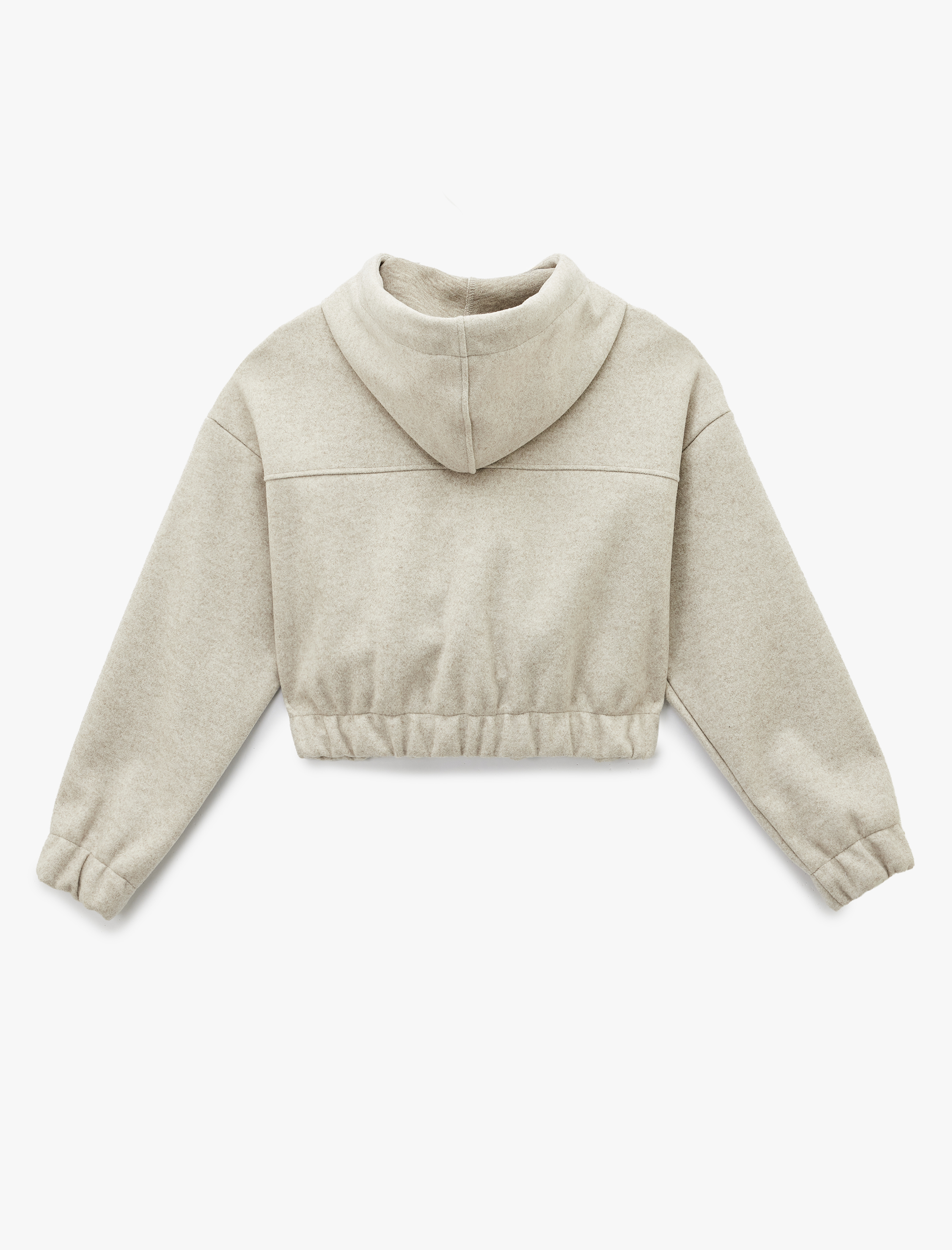   Kapüşonlu Uzun Kollu Fermuarlı Crop Ceket