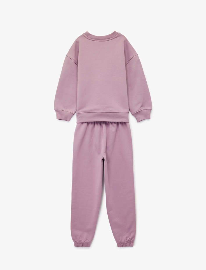 Kız Çocuk Regular Fit Nakışlı Pamuk Karışımlı Eşofman Takımı