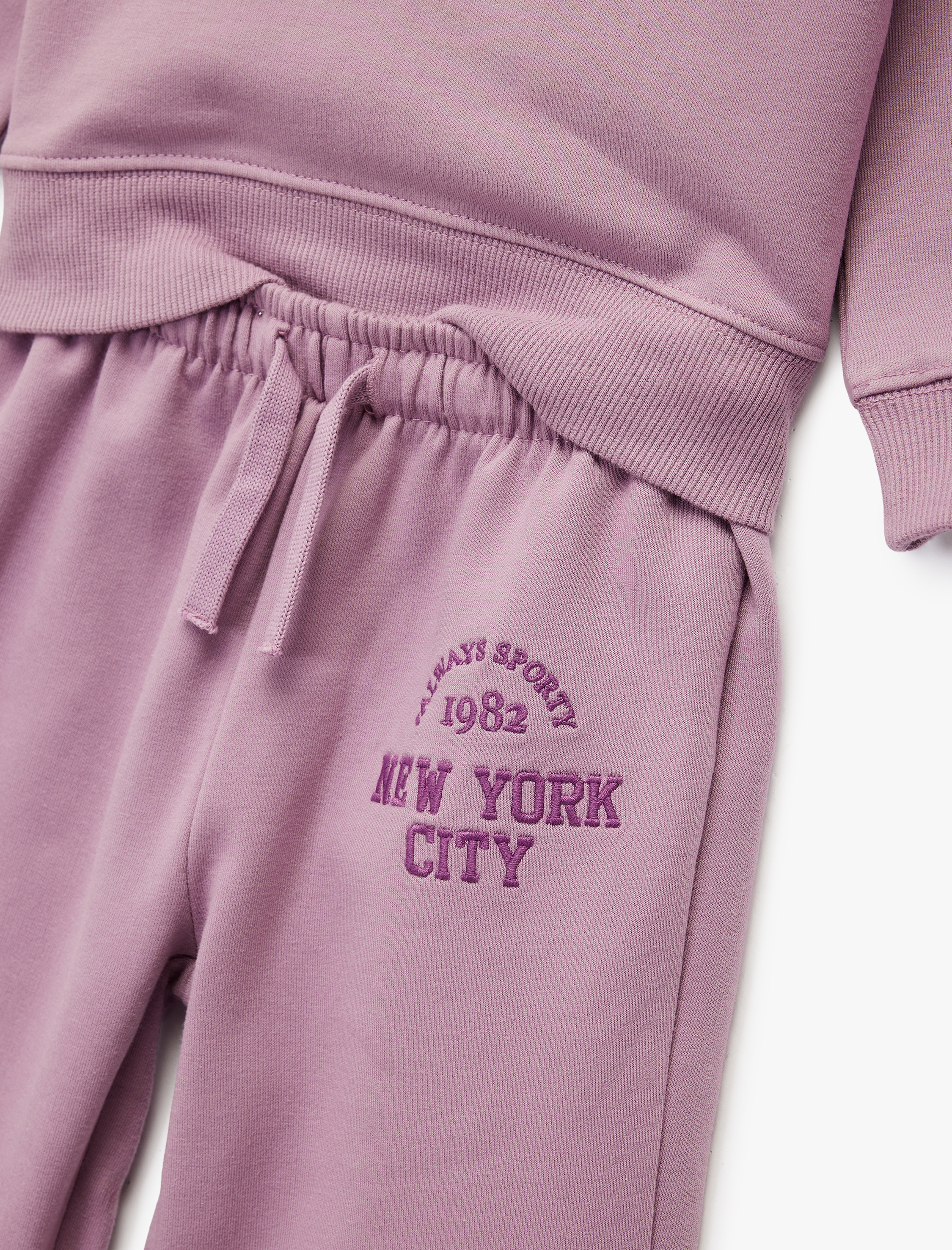  Kız Çocuk Regular Fit Nakışlı Pamuk Karışımlı Eşofman Takımı