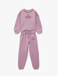 Regular Fit Nakışlı Pamuk Karışımlı Eşofman Takımı