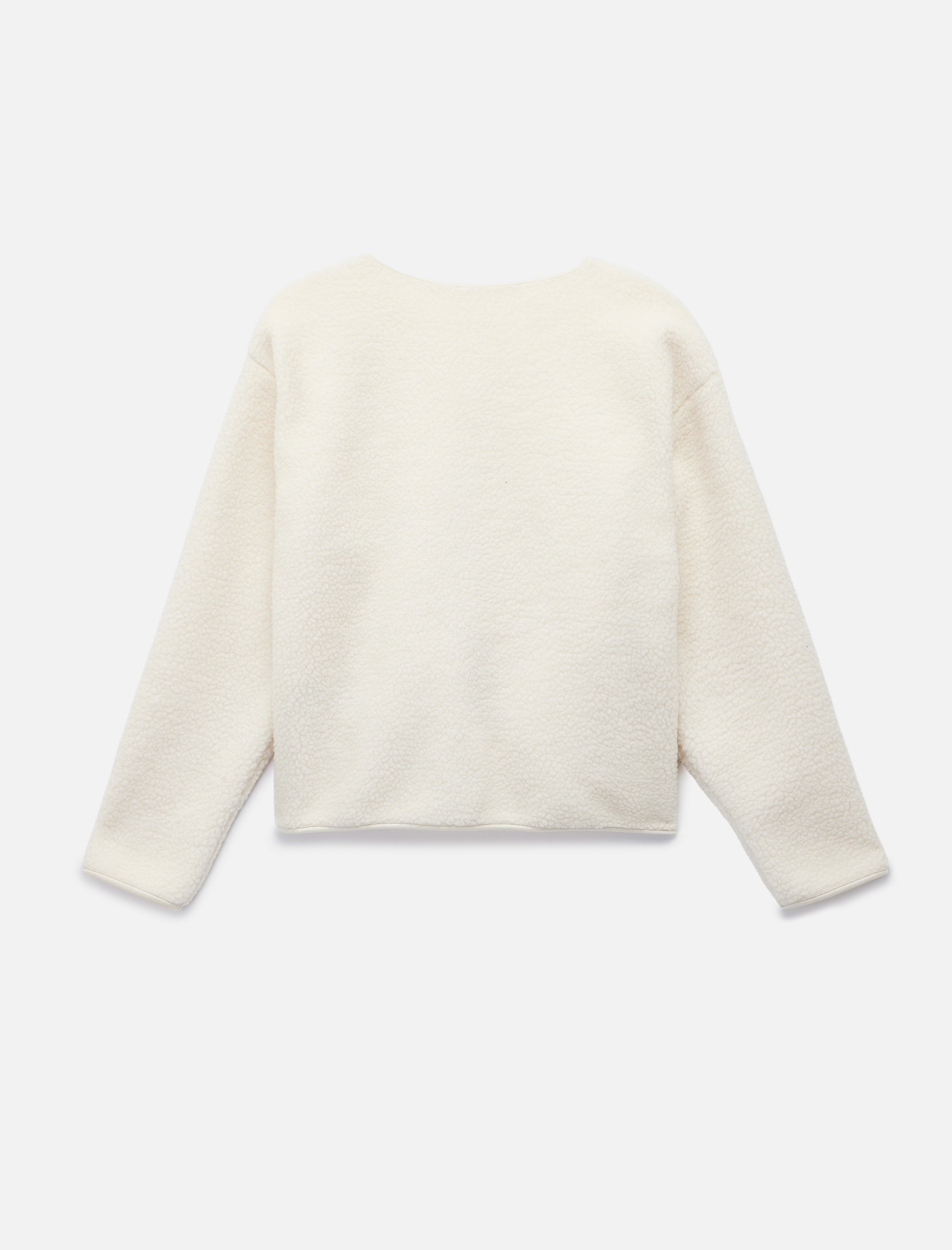   Uzun Kollu Düğmeli Cep Detaylı Bisiklet Yaka Peluş Ceket