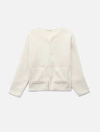 Uzun Kollu Düğmeli Cep Detaylı Bisiklet Yaka Peluş Ceket