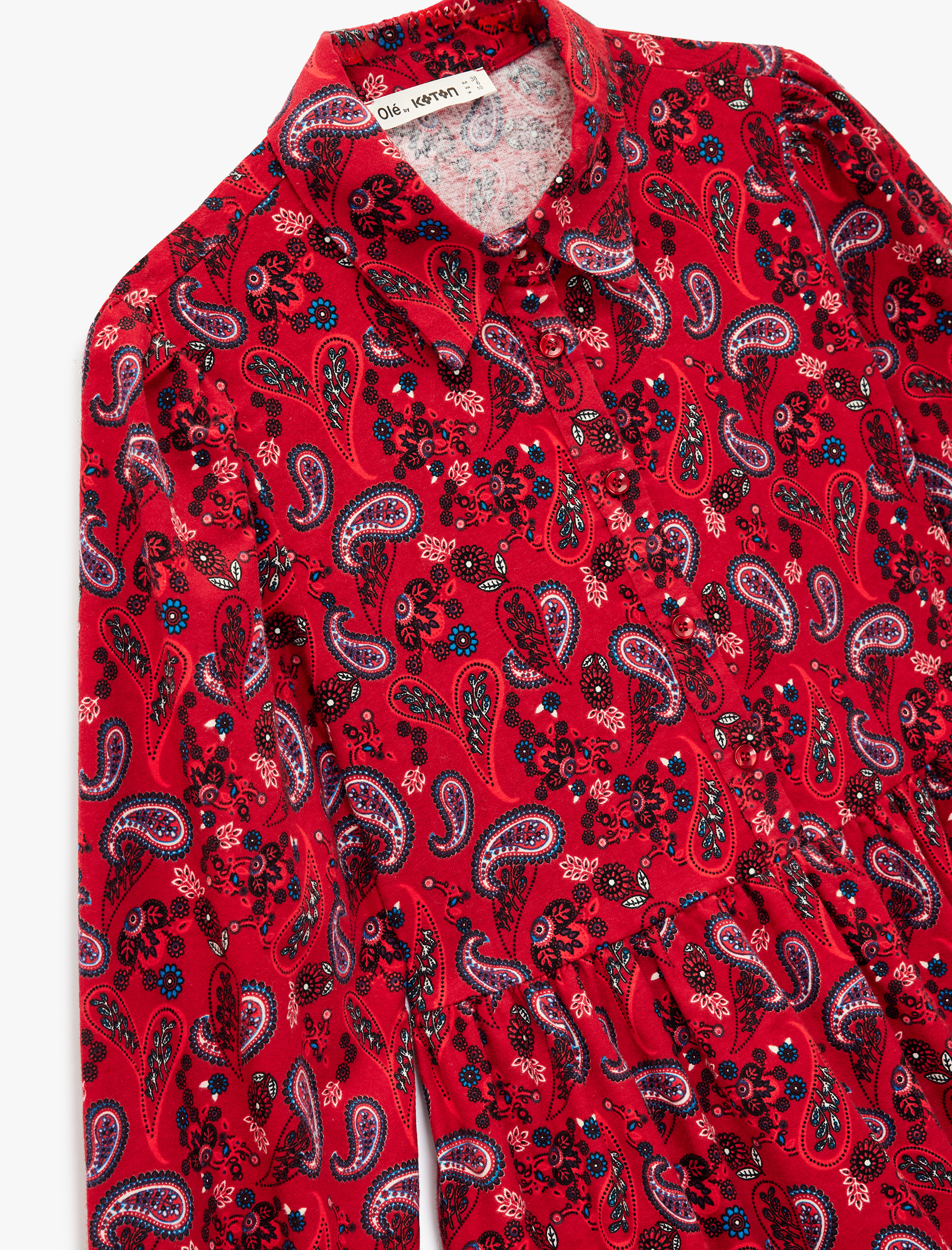   Rahat Kalıp Uzun Kollu Gömlek Yaka Pamuklu Elbise