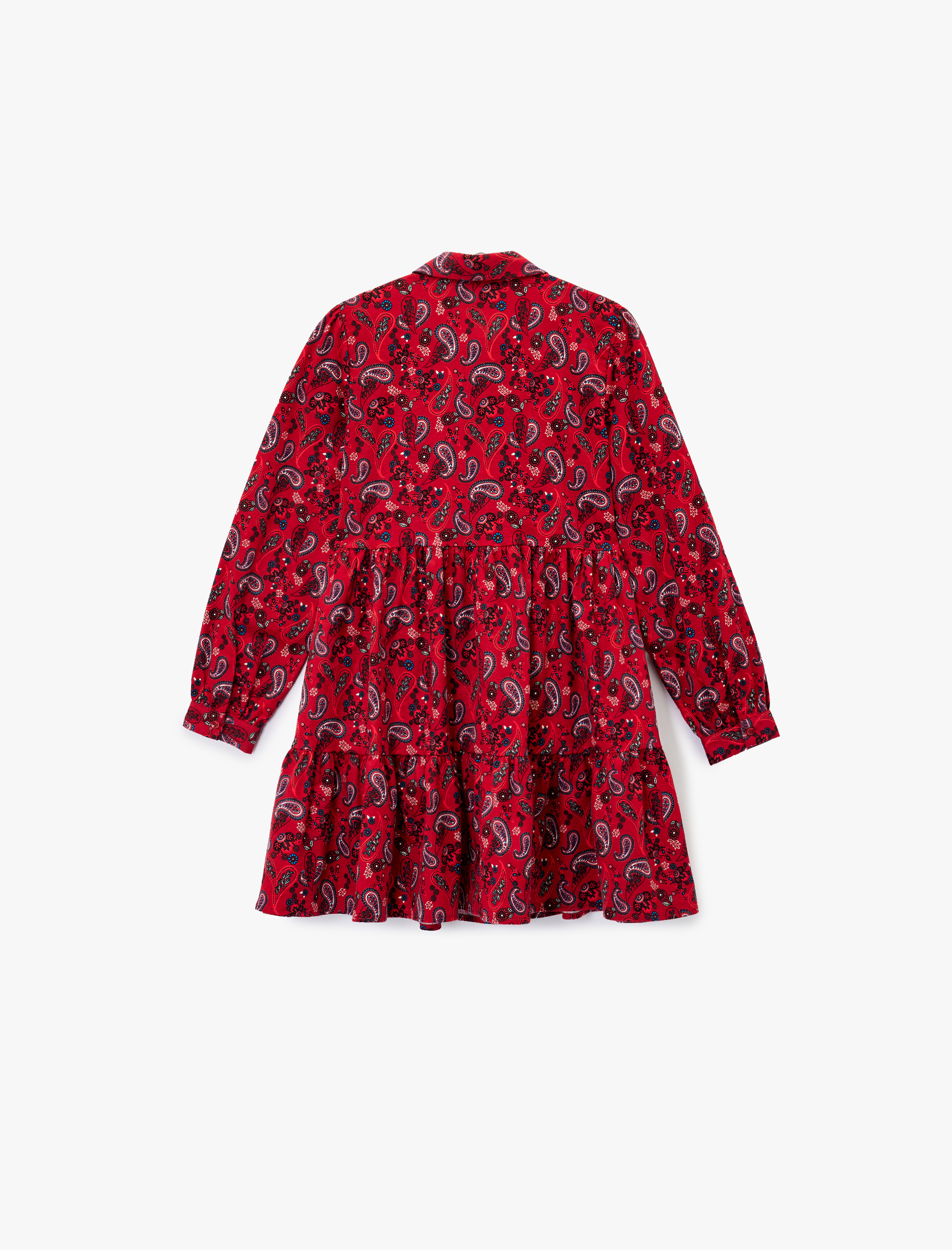   Rahat Kalıp Uzun Kollu Gömlek Yaka Pamuklu Elbise