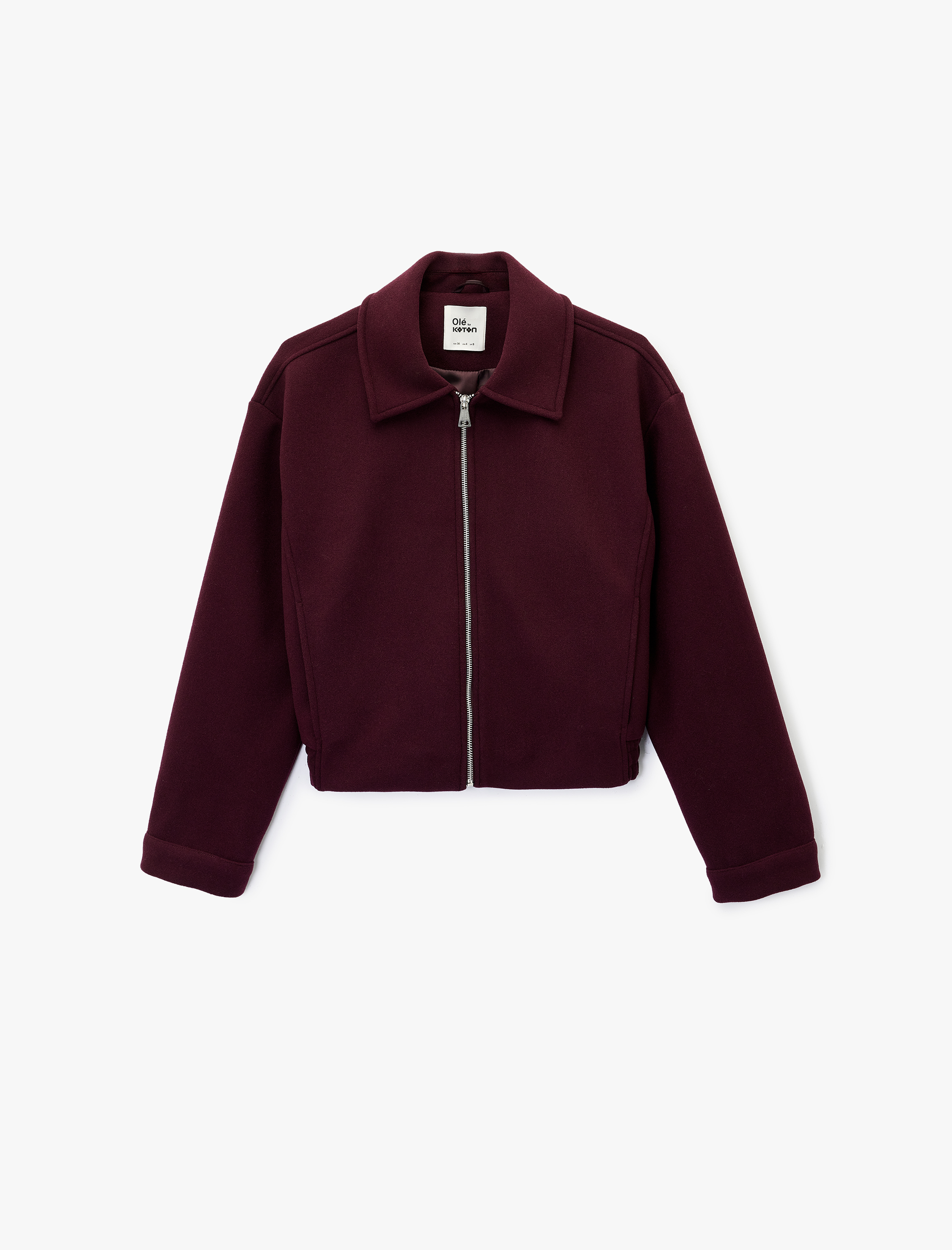   Uzun Kollu Klasik Yaka Fermuarlı Ceket