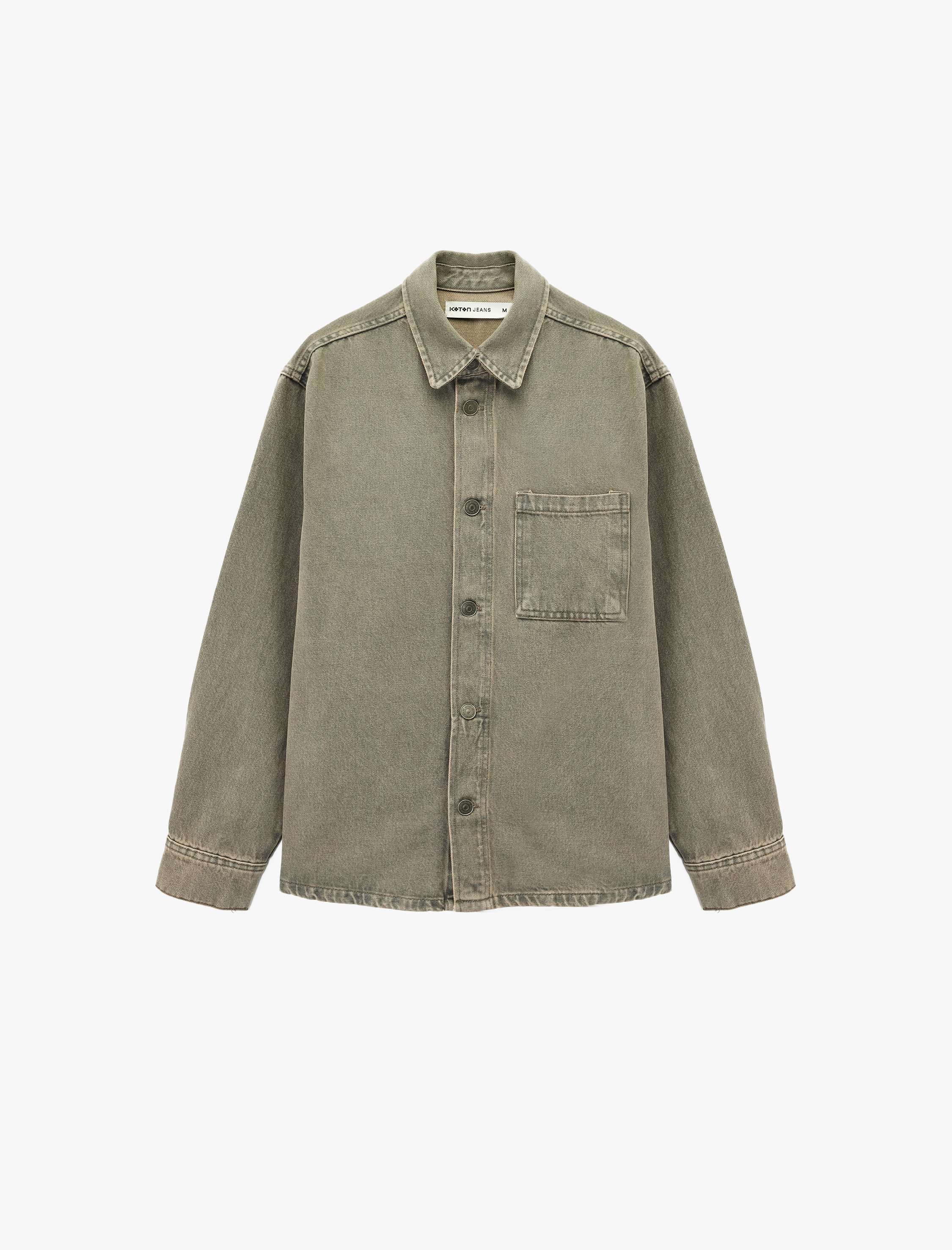   Rahat Kalıp Uzun Kollu Cep Detaylı Düğmeli Klasik Yaka Pamuklu Jean Ceket