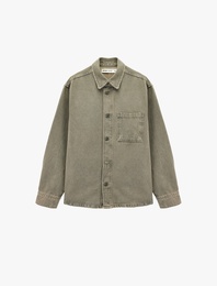 Rahat Kalıp Uzun Kollu Cep Detaylı Düğmeli Klasik Yaka Pamuklu Jean Ceket