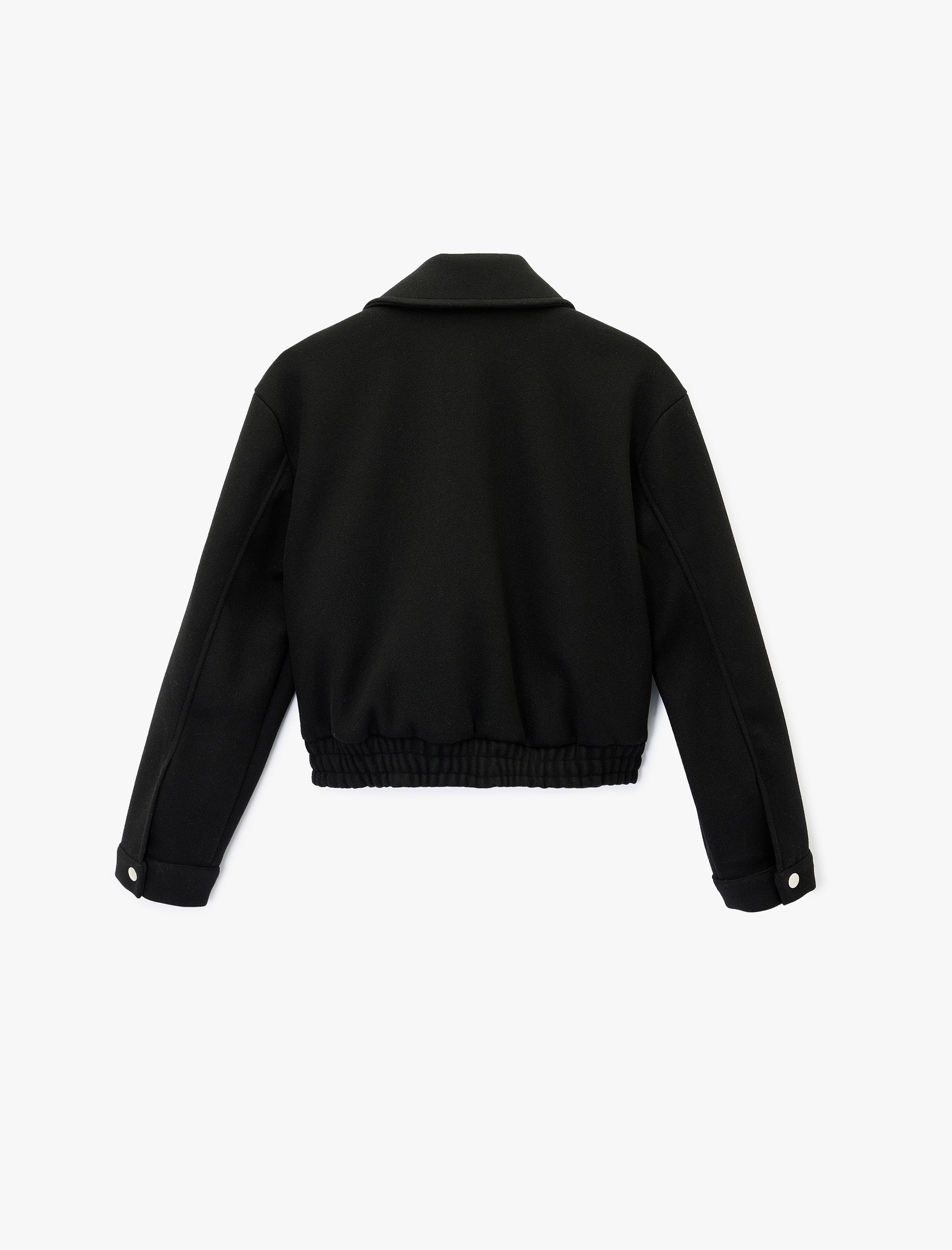   Uzun Kollu Klasik Yaka Fermuarlı Ceket