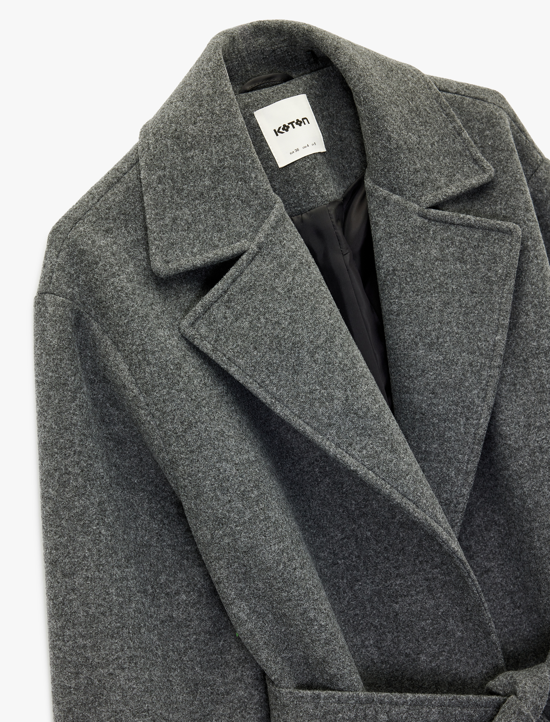   Kemerli Kaban Kaşe Uzun Kollu Cepli