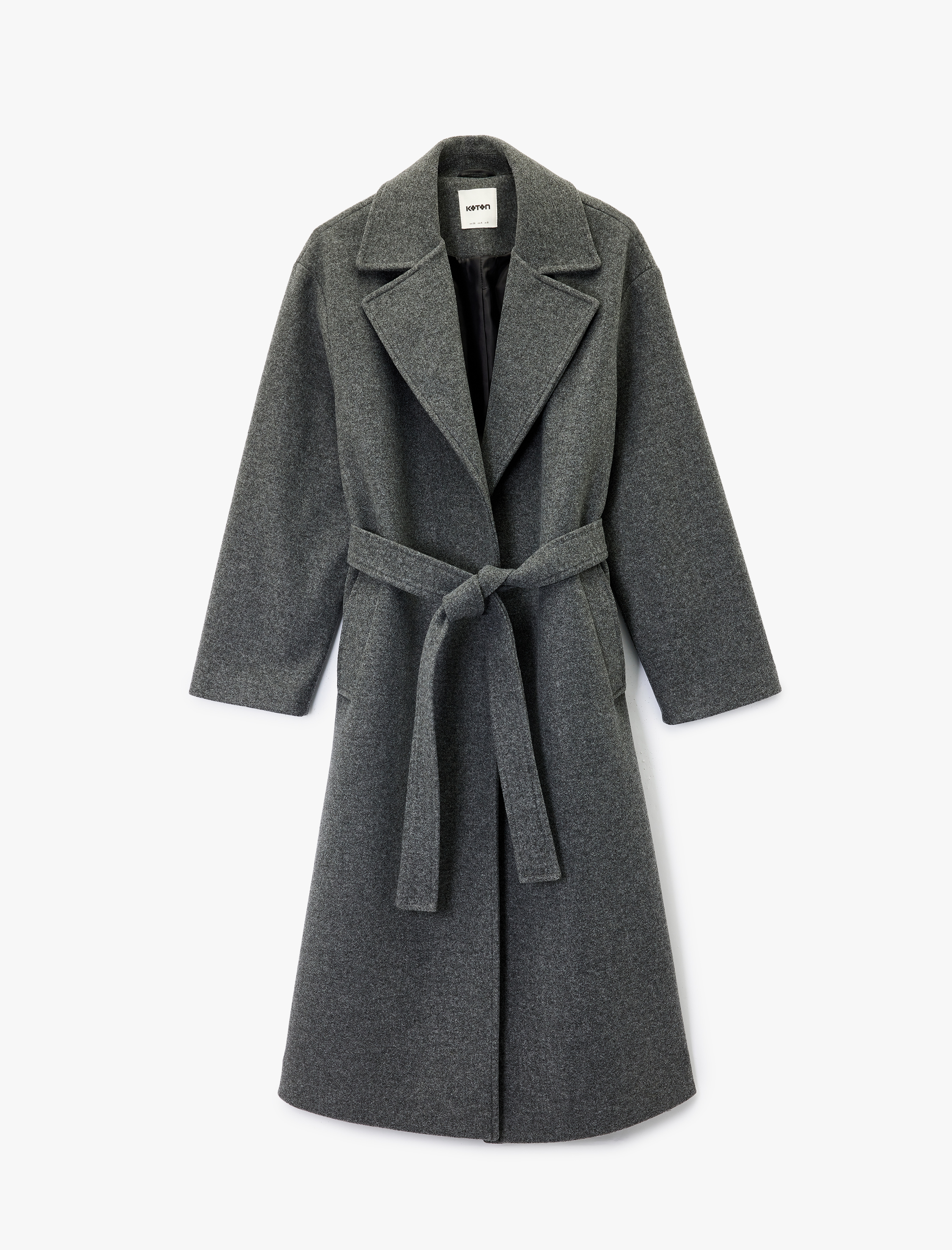   Kemerli Kaban Kaşe Uzun Kollu Cepli