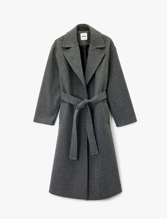  Kemerli Kaban Kaşe Uzun Kollu Cepli