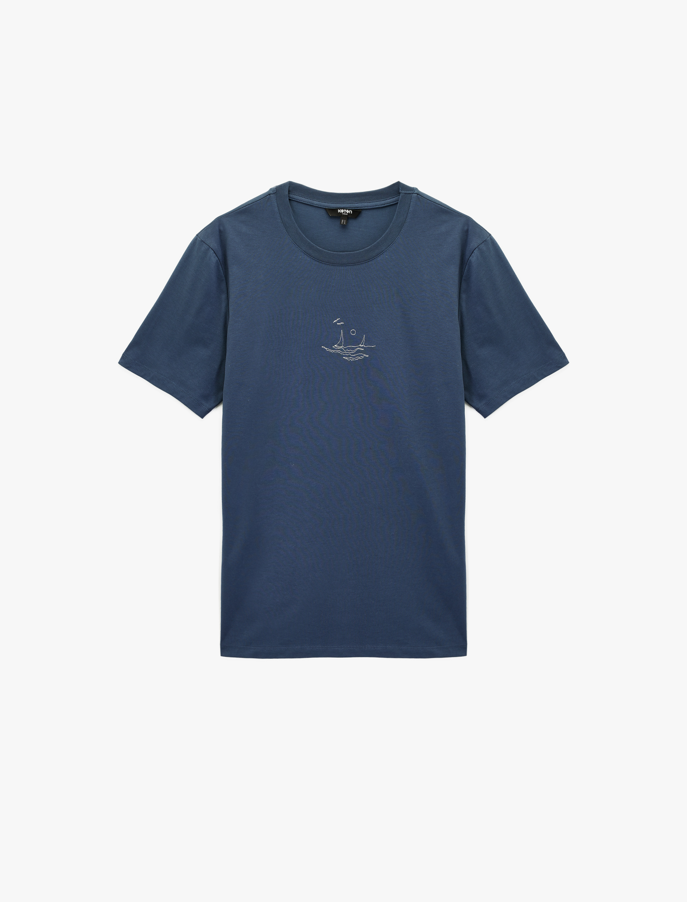   Kısa Kollu Bisiklet Yaka Pamuklu Nakışlı Slim Fit Tişört