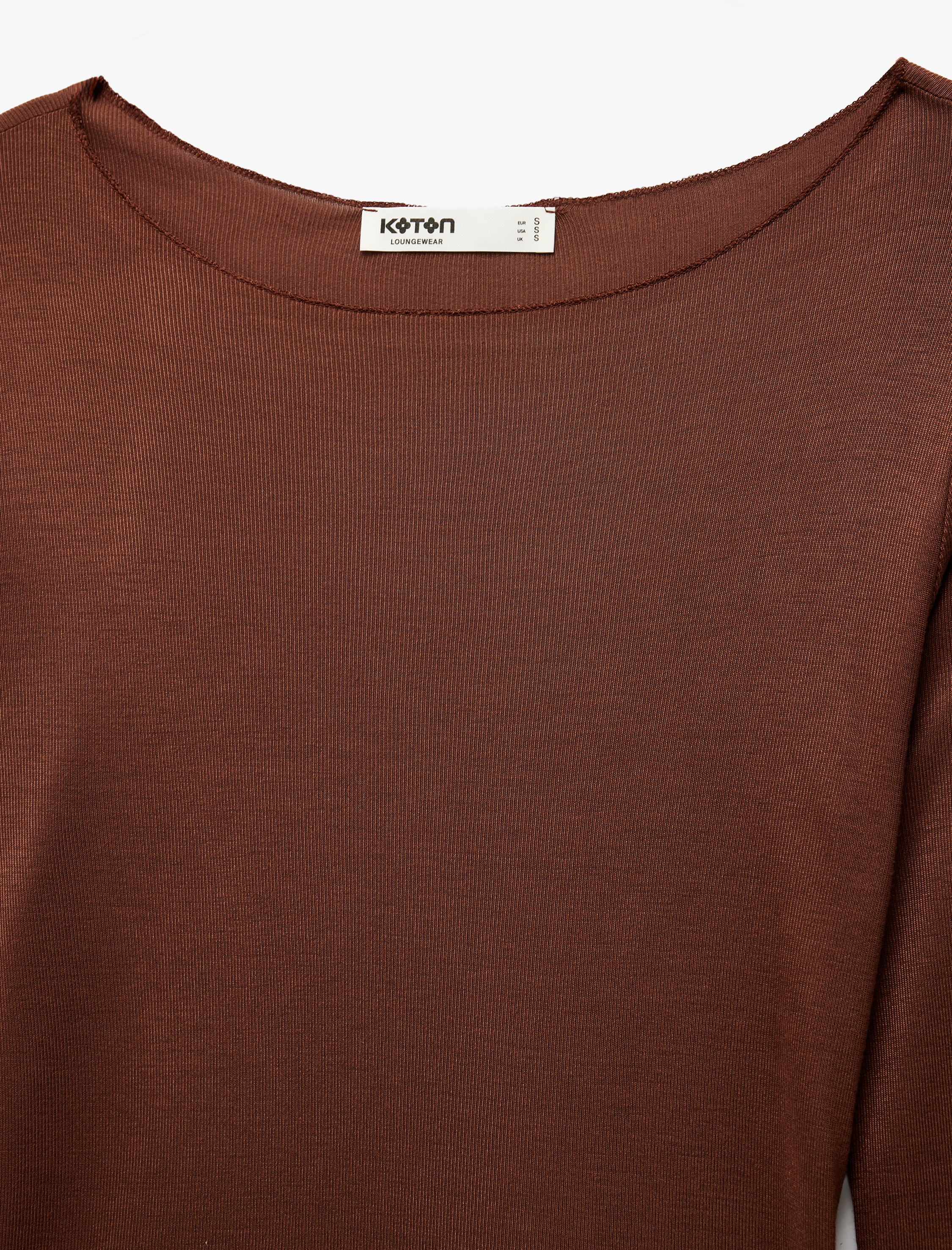   Rahat Kalıp Uzun Kollu U Yaka Viskon Pijama Üstü