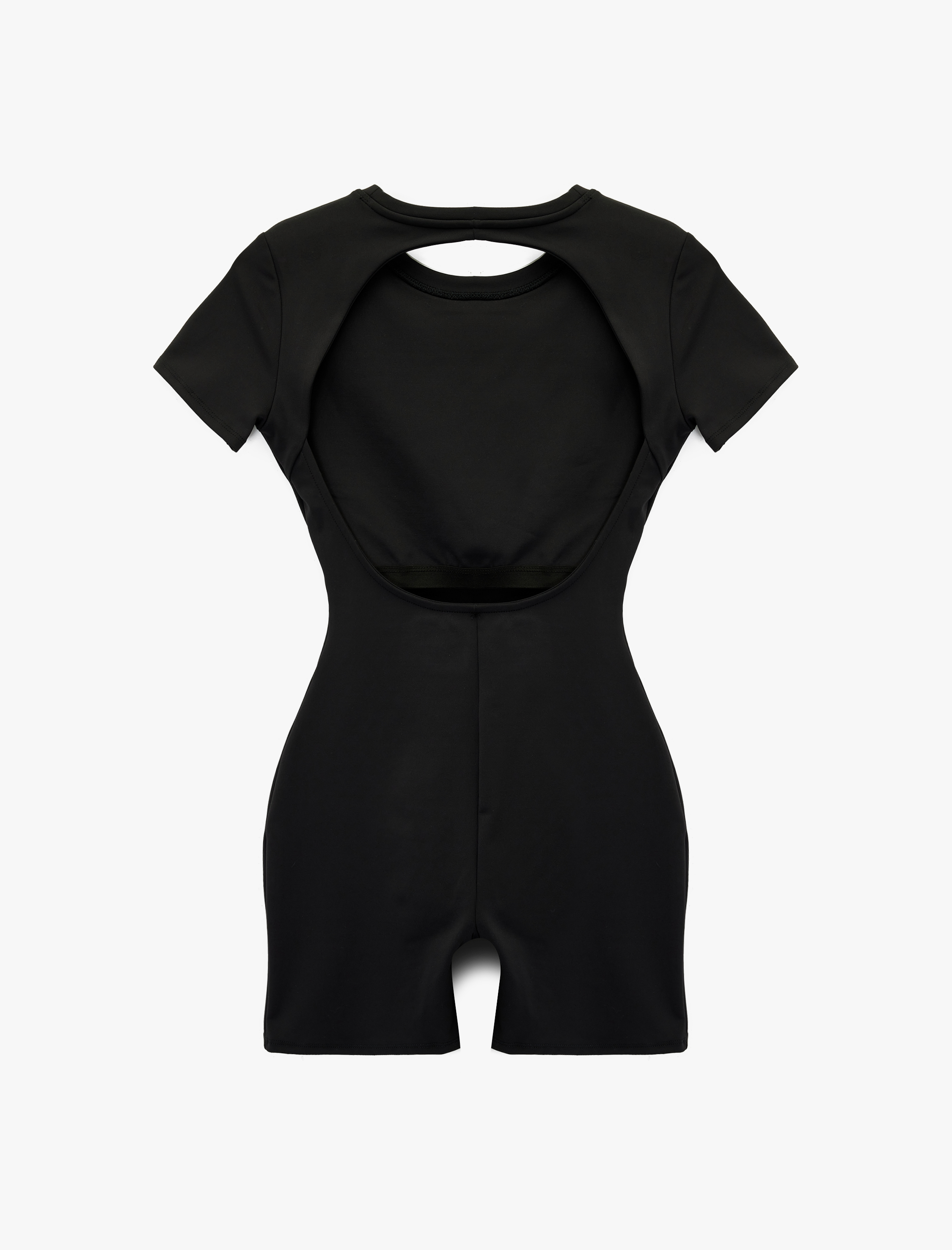   Slim Fit Kısa Kollu Sırtı Pencere Detaylı Spor Tulum