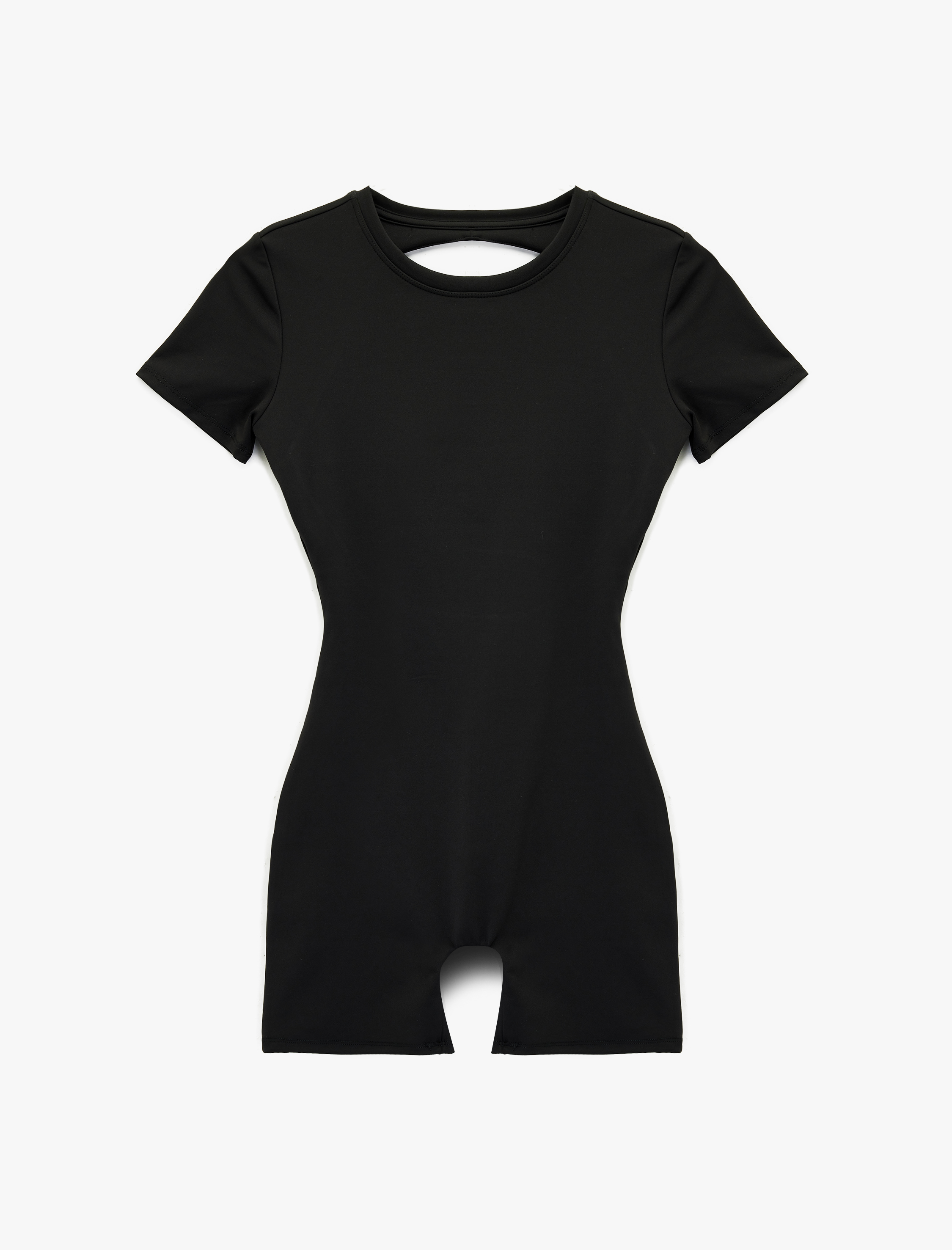   Slim Fit Kısa Kollu Sırtı Pencere Detaylı Spor Tulum