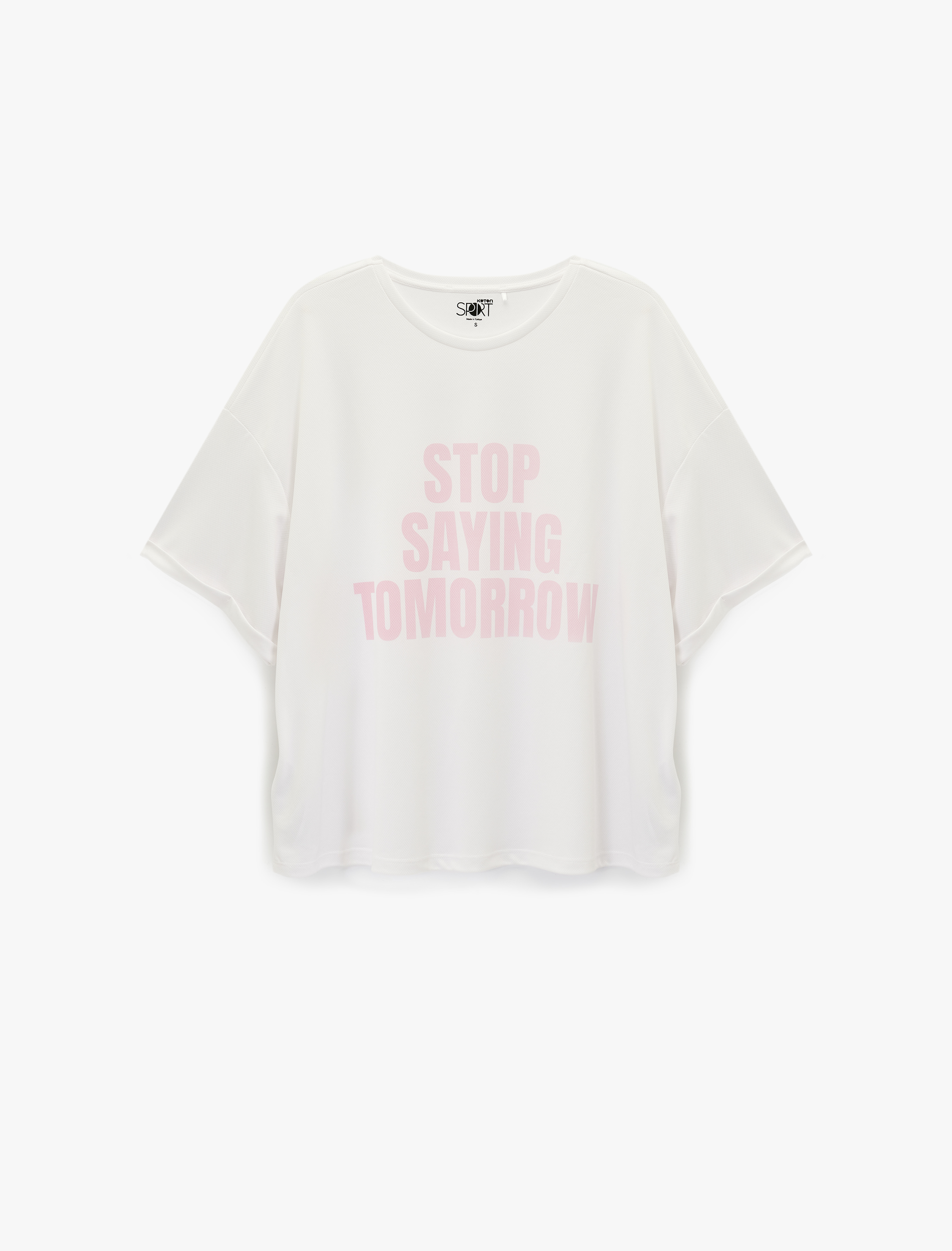   Kısa Kollu Bisiklet Yaka Baskılı Oversize Spor Tişört