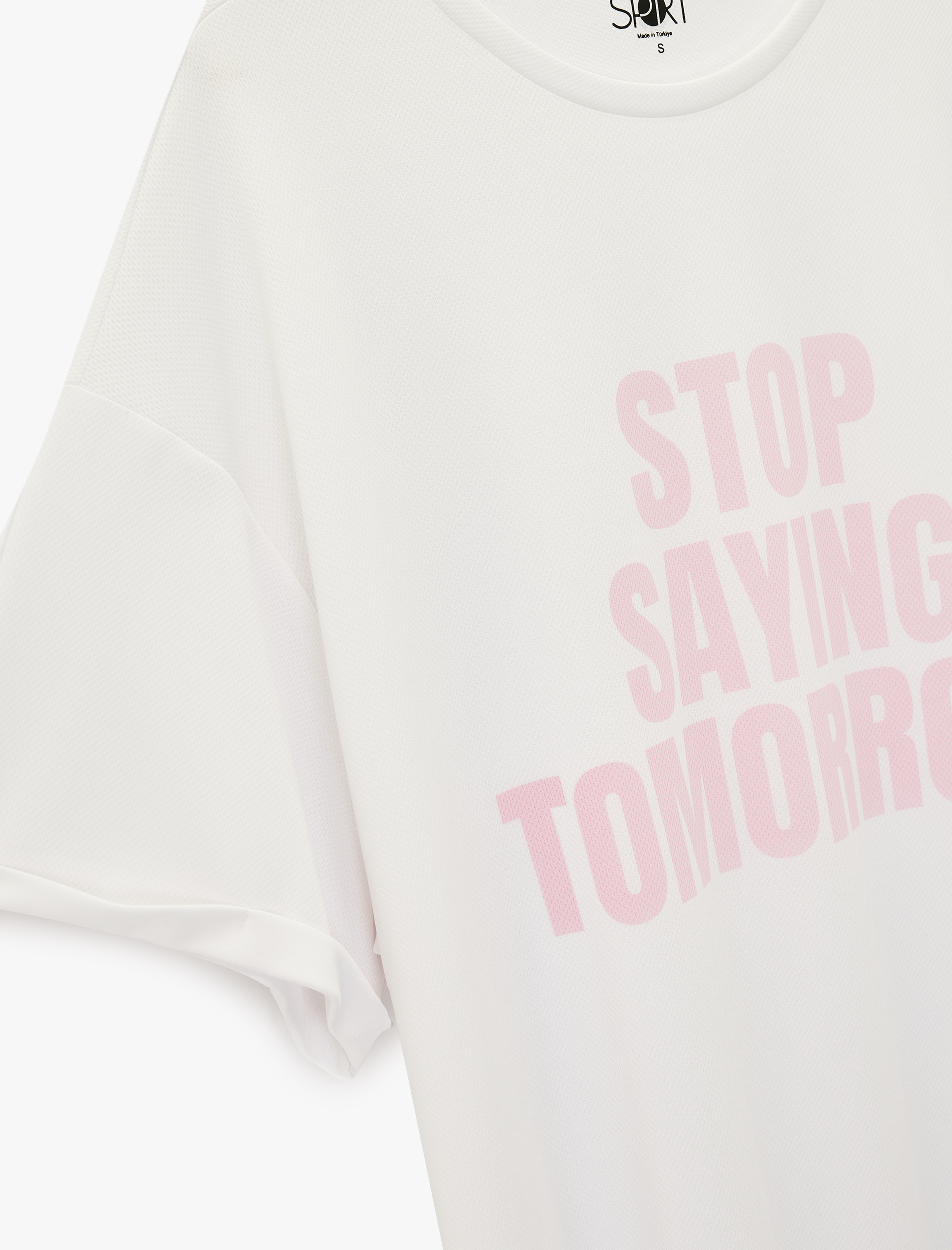   Kısa Kollu Bisiklet Yaka Baskılı Oversize Spor Tişört