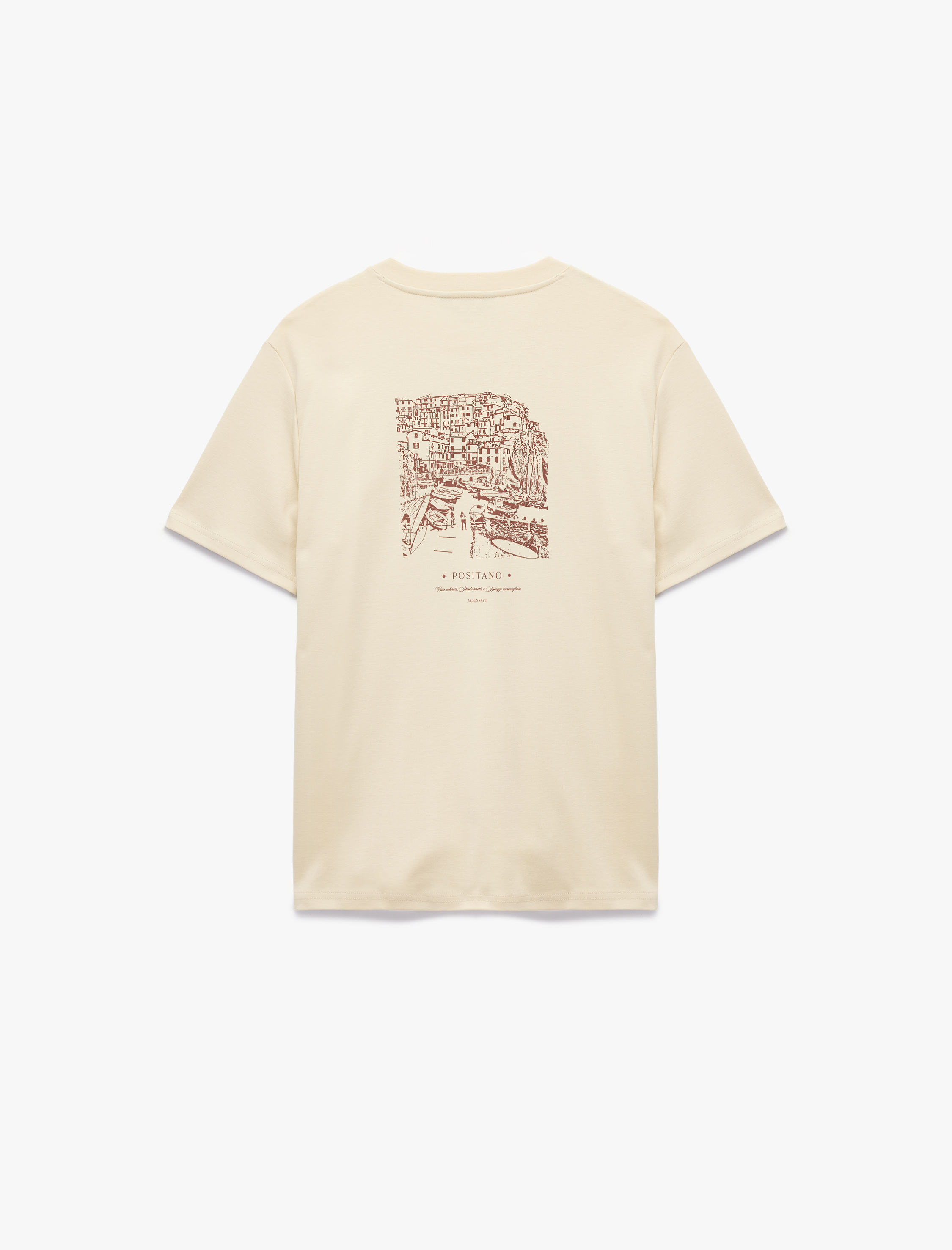   Regular Fit Kısa Kollu Bisiklet Yaka Pamuklu Arkası Baskılı Tişört