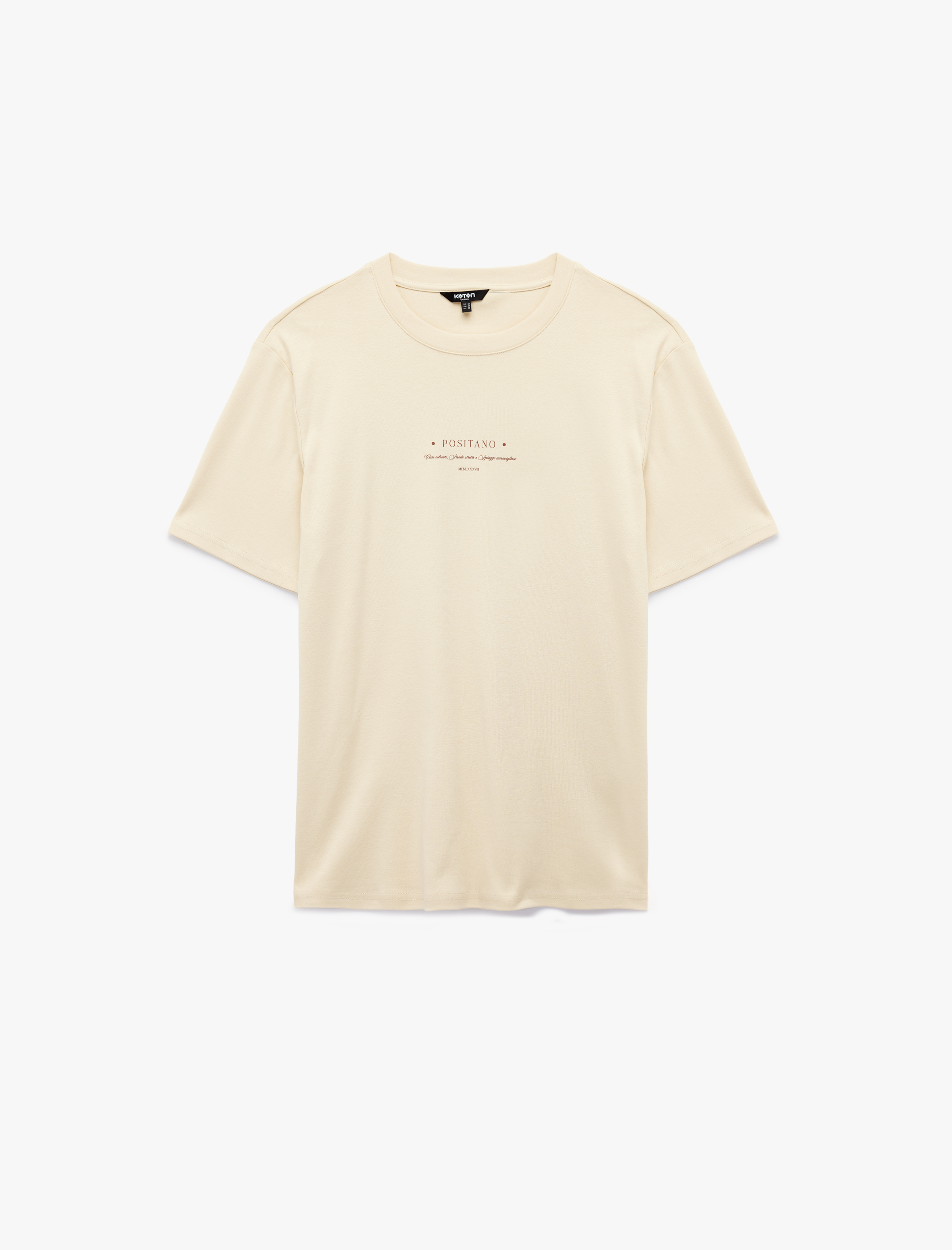   Regular Fit Kısa Kollu Bisiklet Yaka Pamuklu Arkası Baskılı Tişört