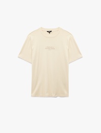 Regular Fit Kısa Kollu Bisiklet Yaka Pamuklu Arkası Baskılı Tişört