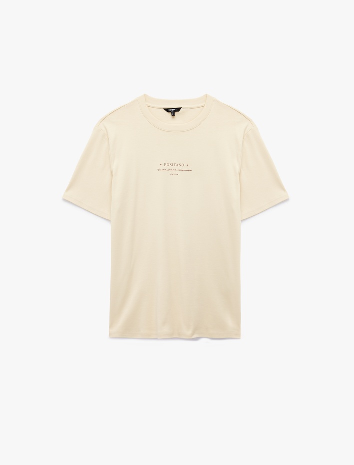  Regular Fit Kısa Kollu Bisiklet Yaka Pamuklu Arkası Baskılı Tişört