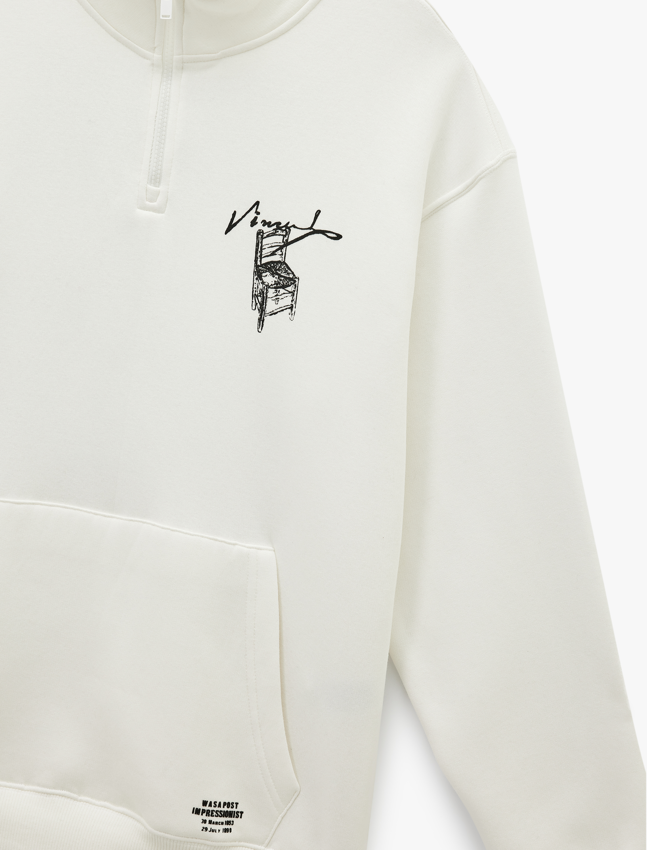   Kanguru Cepli Oversize Şardonlu Yarım Fermuarlı Lisanslı Sanat Baskılı Sweatshirt