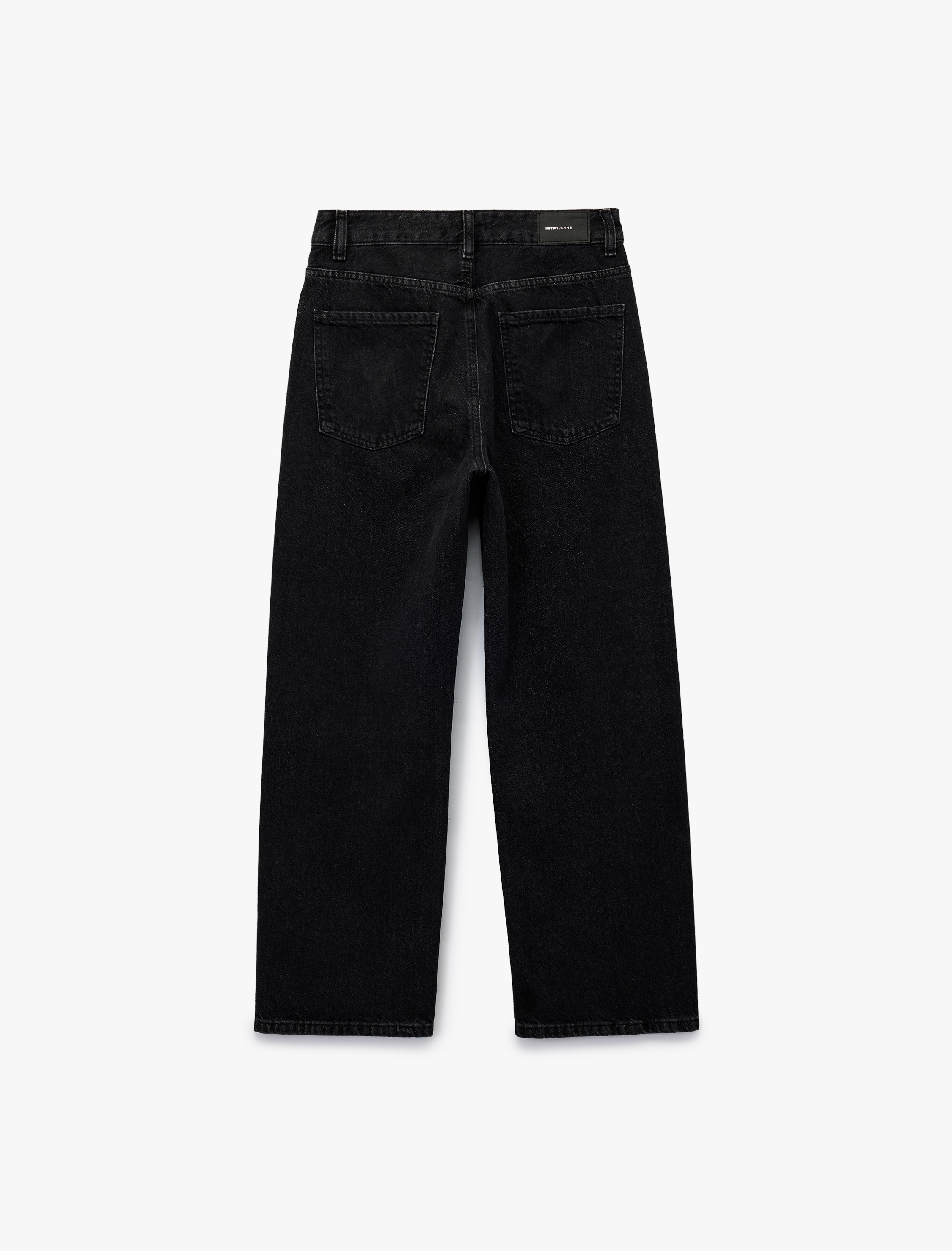   Düğmeli Normal Bel Cepli Düz Paça Taşlı Jean Pantolon - Straight Jeans
