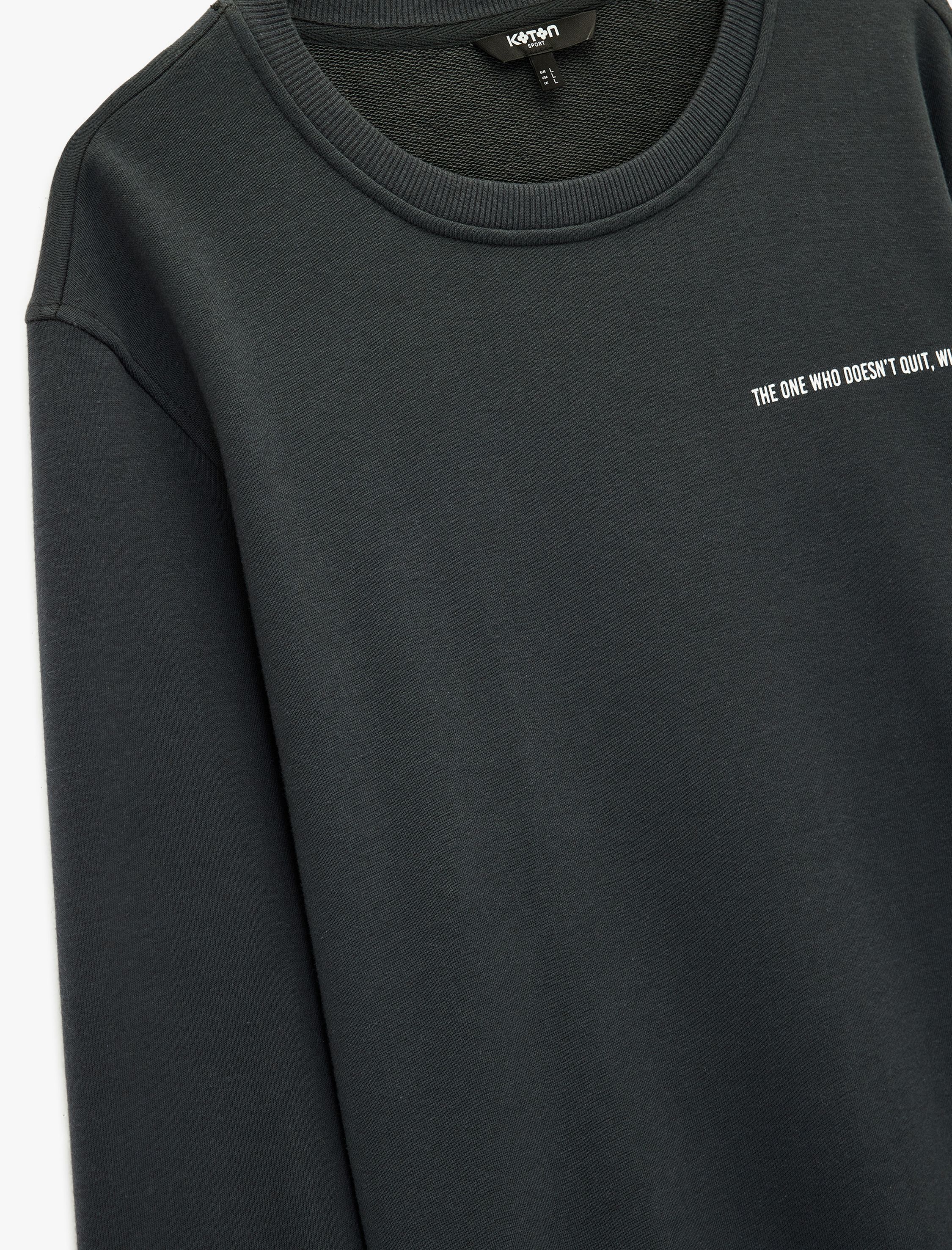   Regular Fit Uzun Kollu Basic Bisiklet Yaka Baskılı Sweatshirt