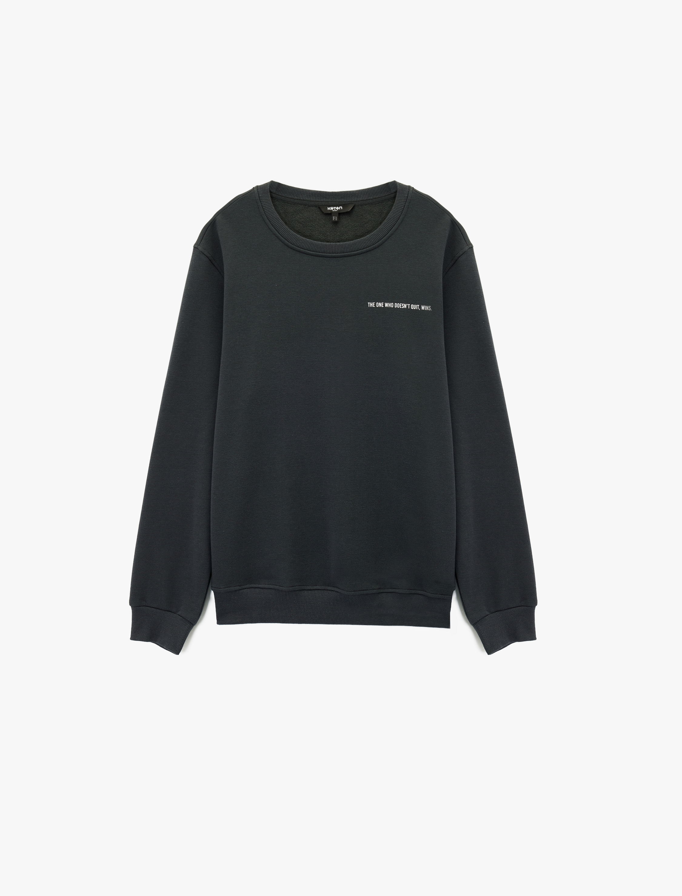   Regular Fit Uzun Kollu Basic Bisiklet Yaka Baskılı Sweatshirt