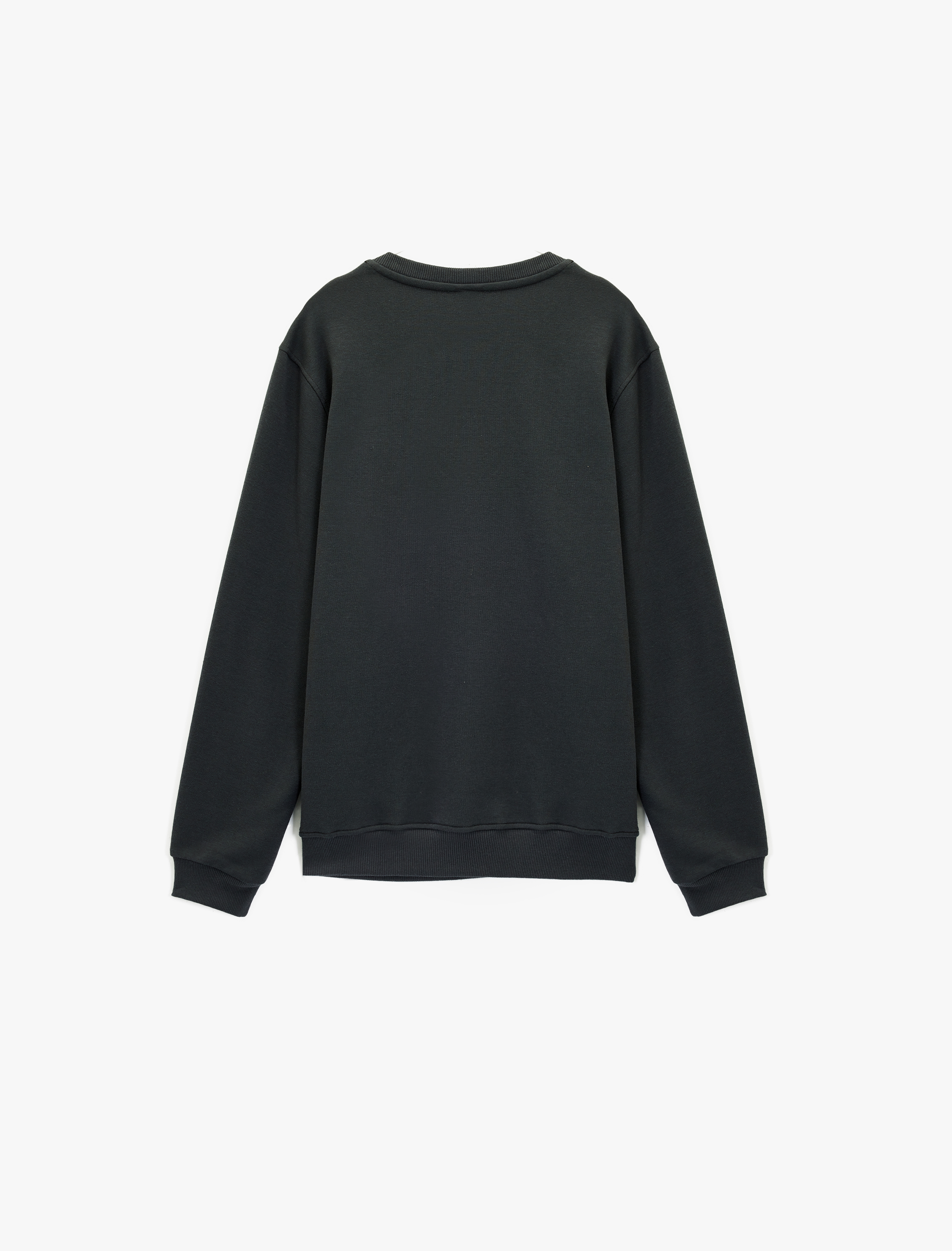   Regular Fit Uzun Kollu Basic Bisiklet Yaka Baskılı Sweatshirt