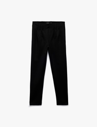 Dar Kalıp Yüksek Bel Nervürlü Tayt Pantolon