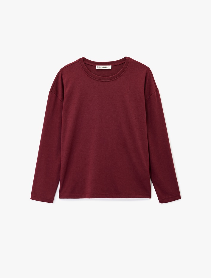  Uzun Kollu Bisiklet Yaka Çizgili Tişört