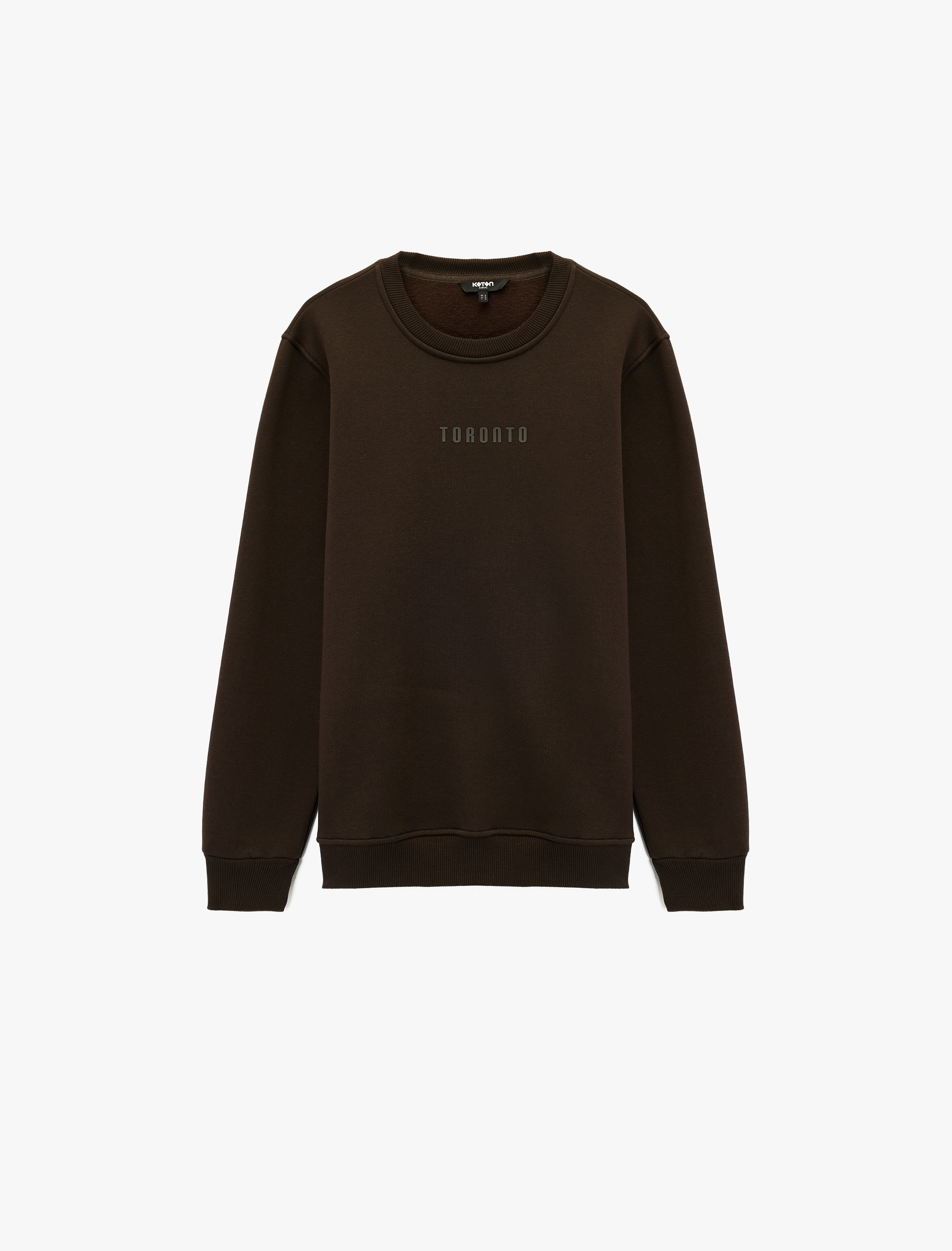   Uzun Kollu Bisiklet Yaka Şardonlu Baskılı Sweatshirt