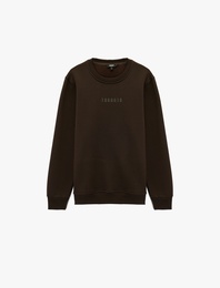 Uzun Kollu Bisiklet Yaka Şardonlu Baskılı Sweatshirt