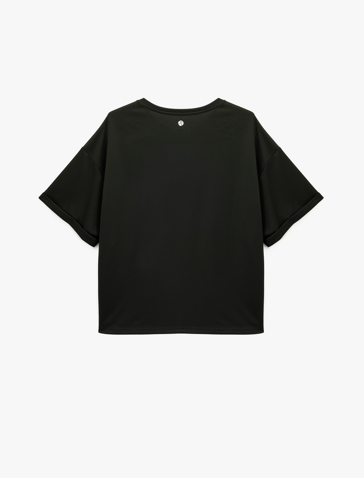  Bisiklet Yaka Kısa Kollu Baskılı Oversize Spor Tişört