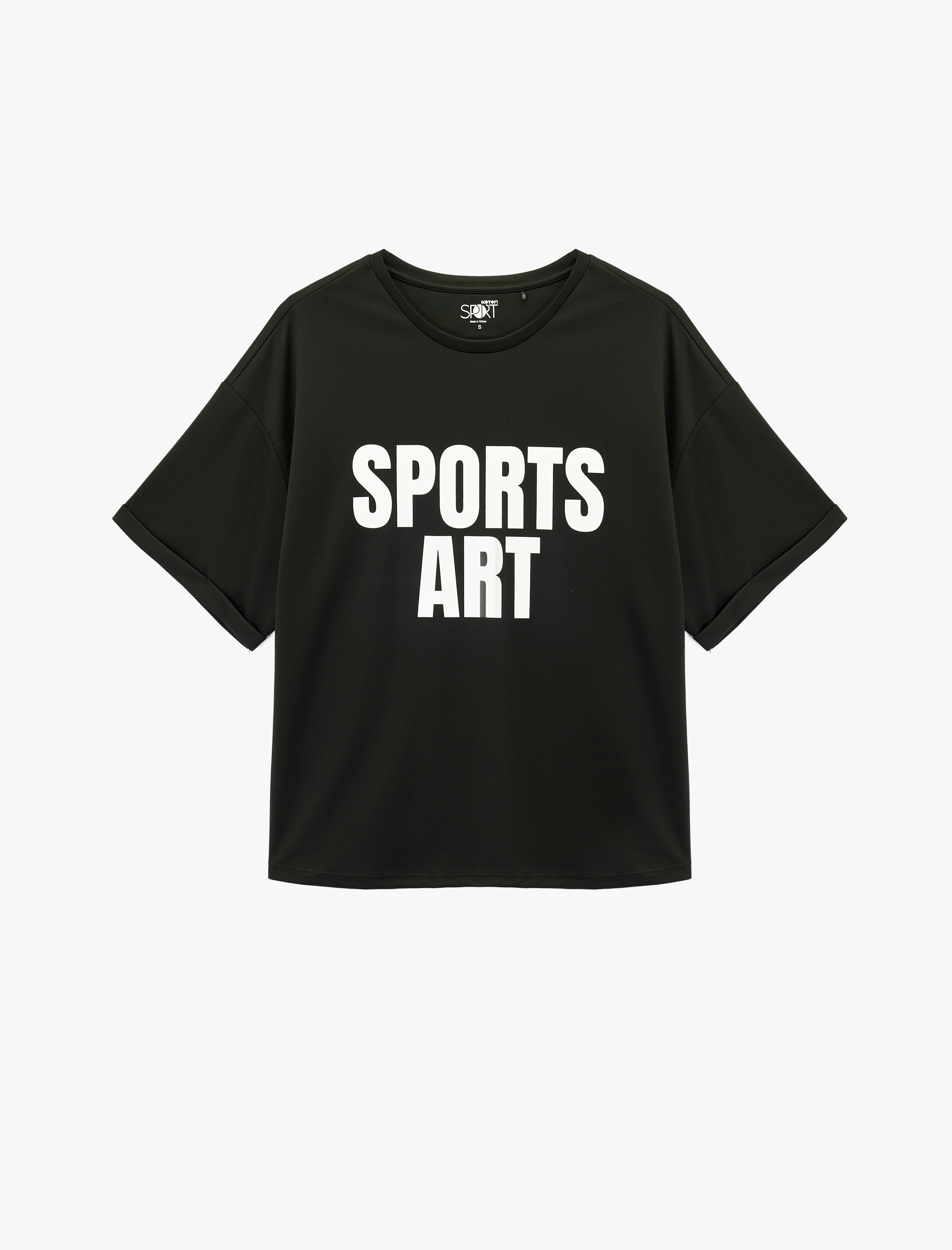   Bisiklet Yaka Kısa Kollu Baskılı Oversize Spor Tişört