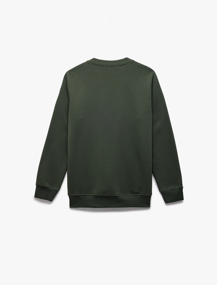  Uzun Kollu Şardonlu Bisiklet Yaka Baskılı Sweatshirt