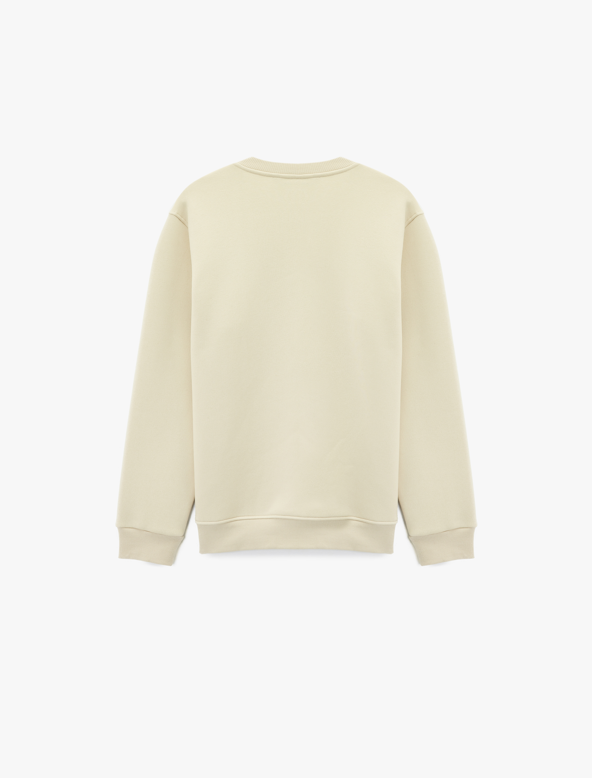   Uzun Kollu Şardonlu Bisiklet Yaka Baskılı Sweatshirt