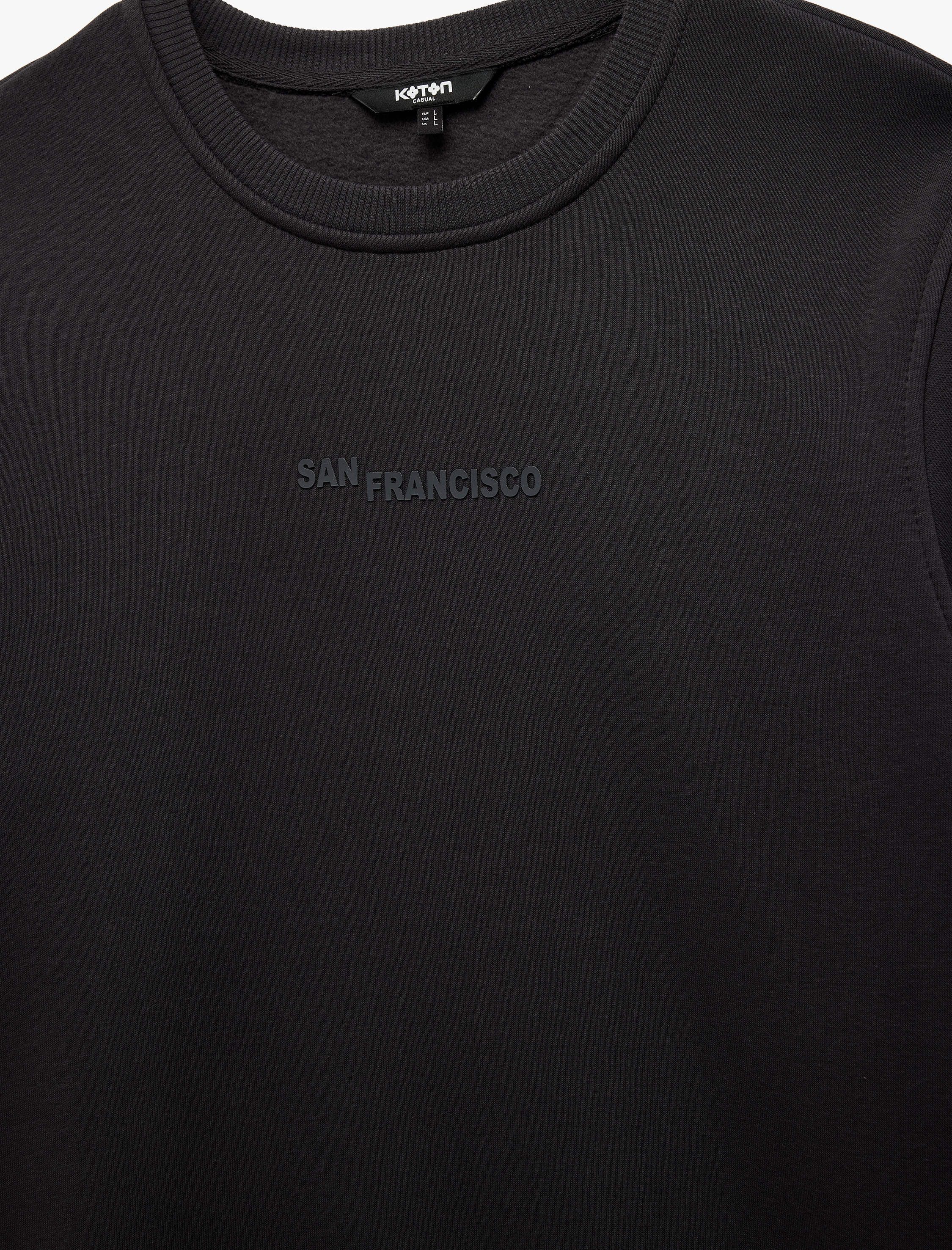   Regular Fit Uzun Kollu Şardonlu Bisiklet Yaka Baskılı Sweatshirt