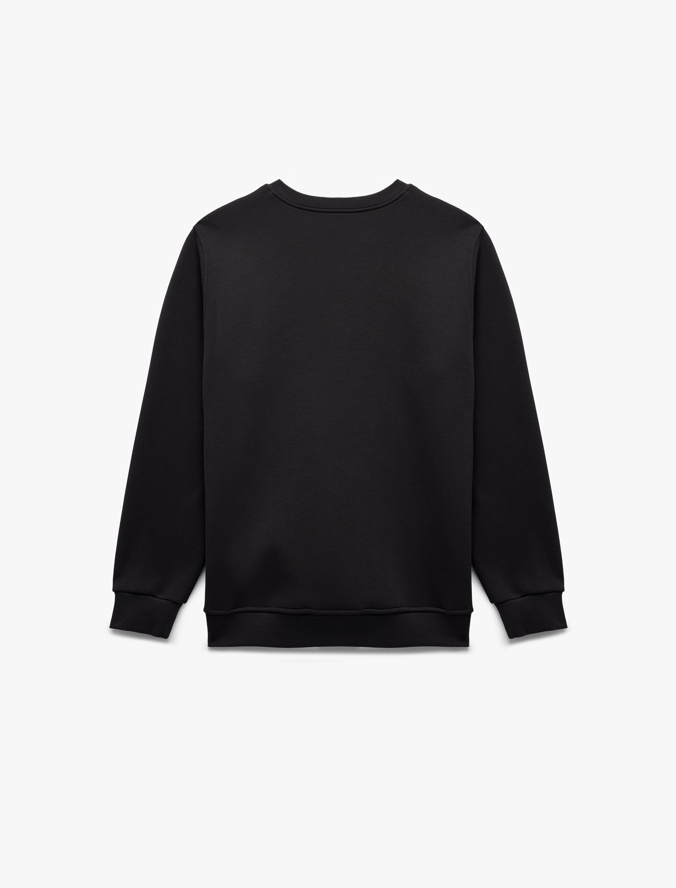   Regular Fit Uzun Kollu Şardonlu Bisiklet Yaka Baskılı Sweatshirt