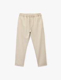 Straight Fit Pike Kumaş Cep Detaylı Rahat Kesim Beli Bağcıklı Pantolon