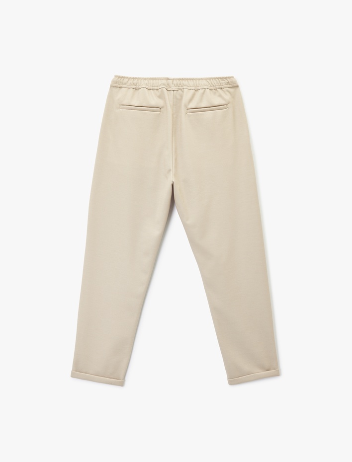  Straight Fit Pike Kumaş Cep Detaylı Rahat Kesim Beli Bağcıklı Pantolon