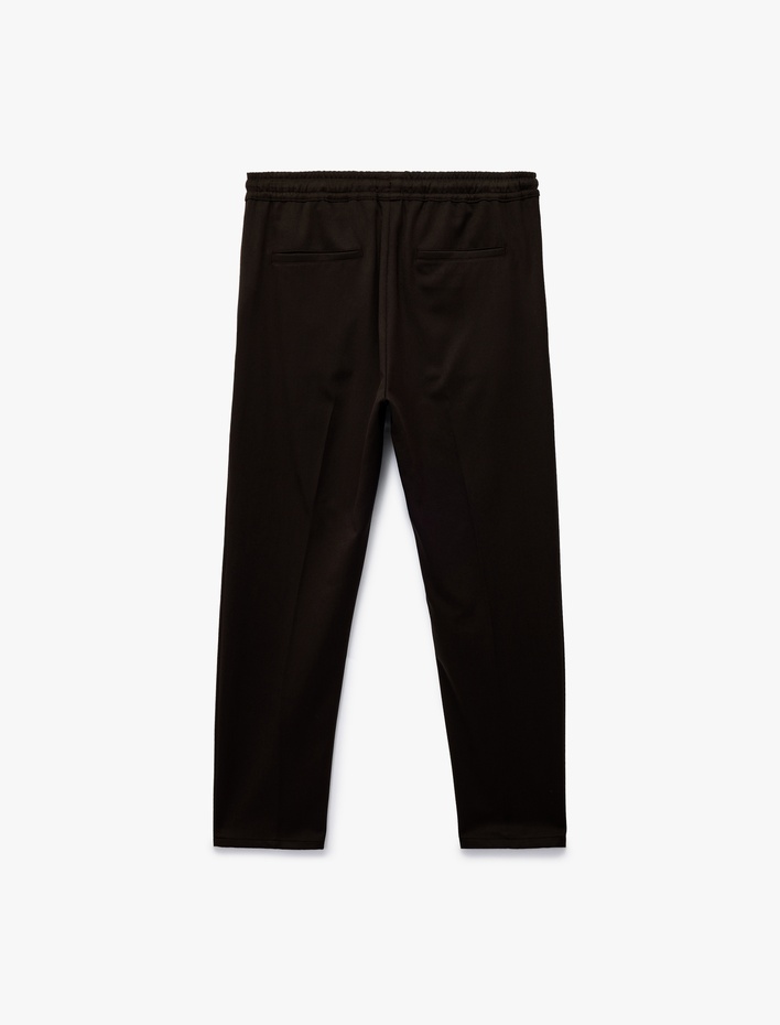  Viskon Karışımlı Cep Detaylı Rahat Kesim Beli Bağcıklı Pantolon