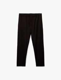 Viskon Karışımlı Cep Detaylı Rahat Kesim Beli Bağcıklı Pantolon