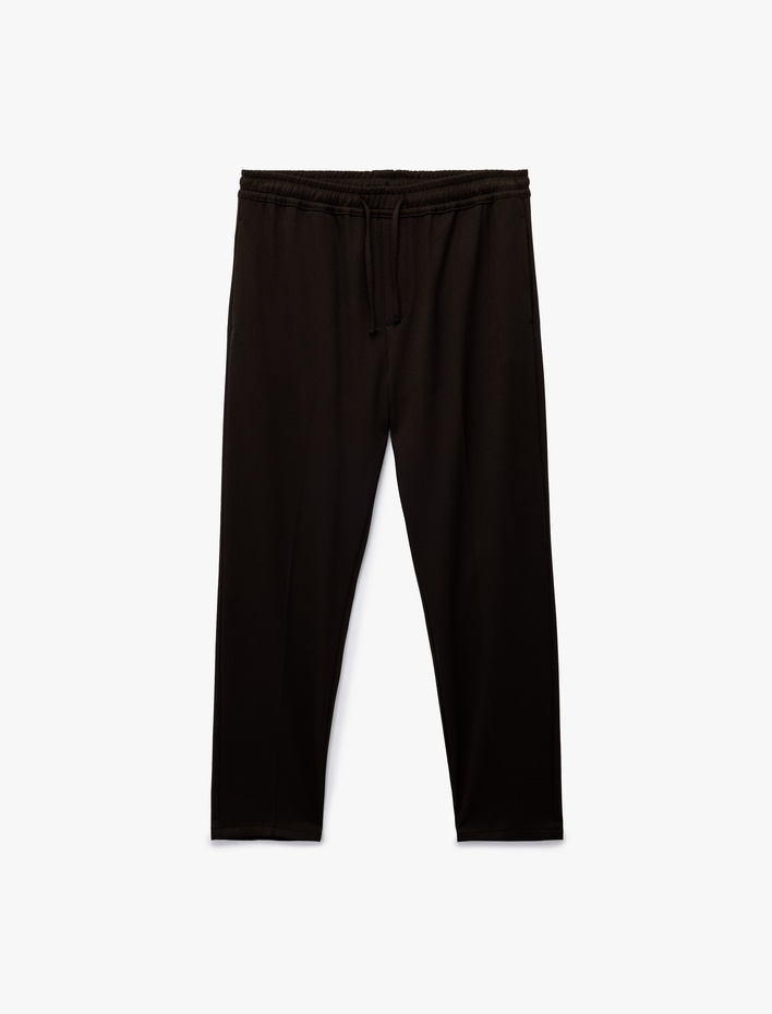  Viskon Karışımlı Cep Detaylı Rahat Kesim Beli Bağcıklı Pantolon