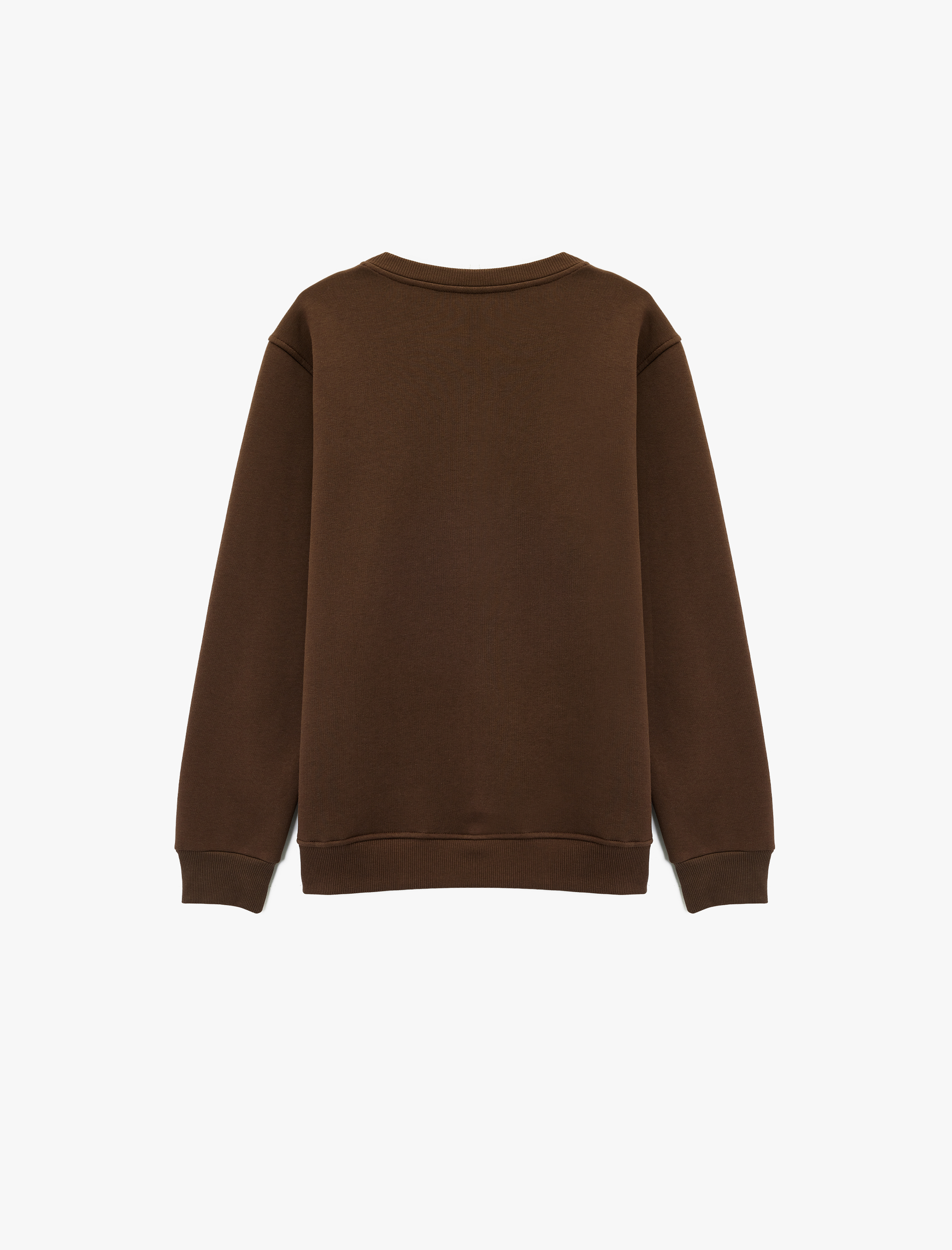   Regular Fit Uzun Kollu Şardonlu Bisiklet Yaka Baskılı Sweatshirt